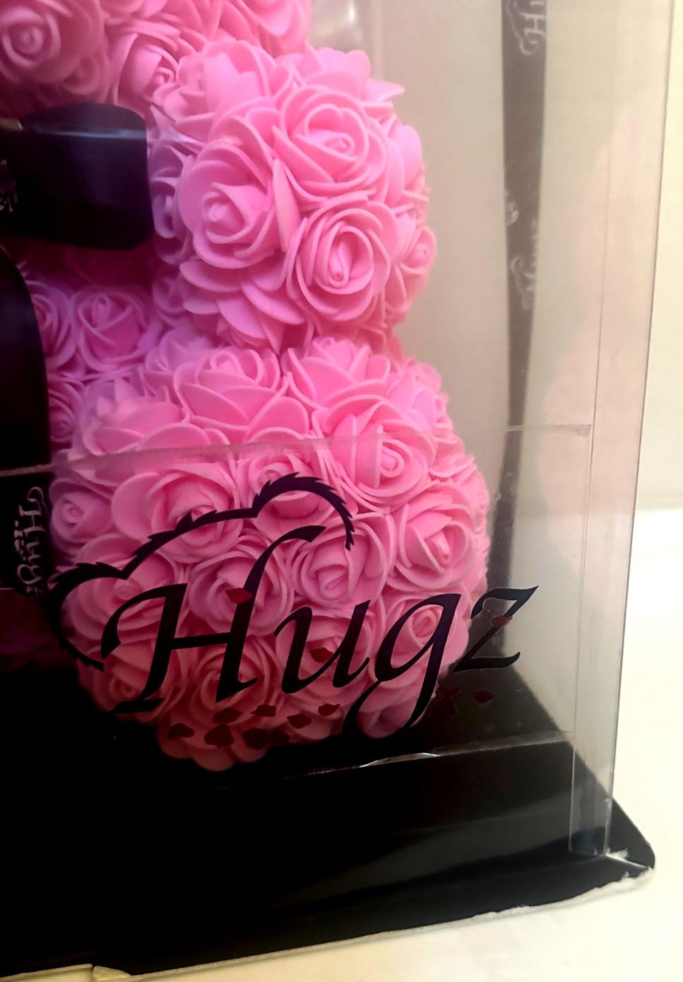 Rose Teddy Bear 14″ Pink Artificial Flower Bear in Display Gift Box