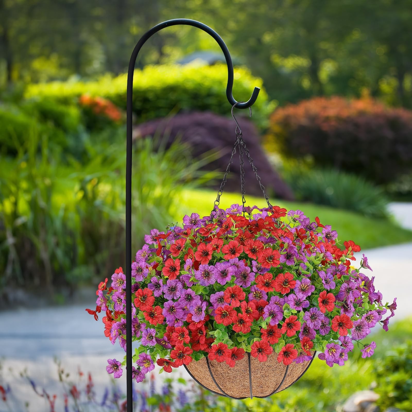 2 Set Artificial Flowers Hanging Plants in Basket,Artificial Hanging Flowers …