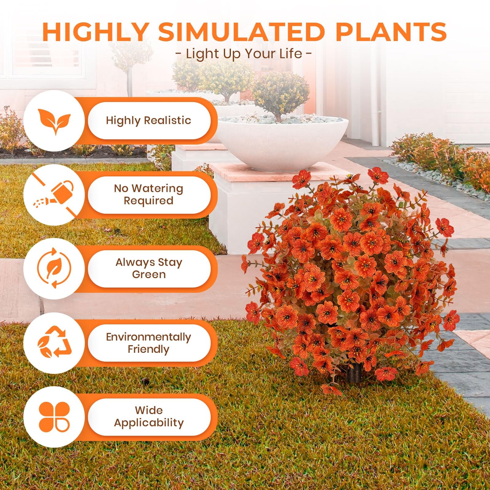 2pcs Fall Artificial Topiary Ball Trees, Autumn Flowers & Ground Spikes