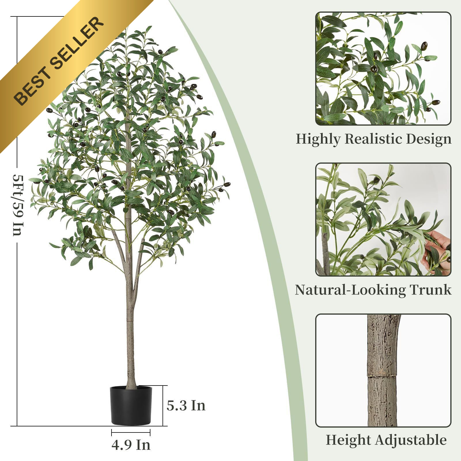 Freyalife Artificial Olive Tree 5FT Indoor Faux Tall Potted Plant Home Decor