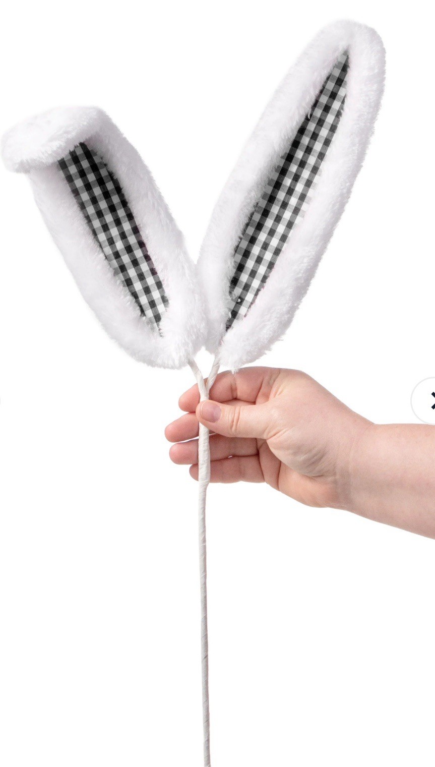 Black White Harlequin Easter Bunny Ears 21” Stem Pairs W Mackenzie Childs NEW