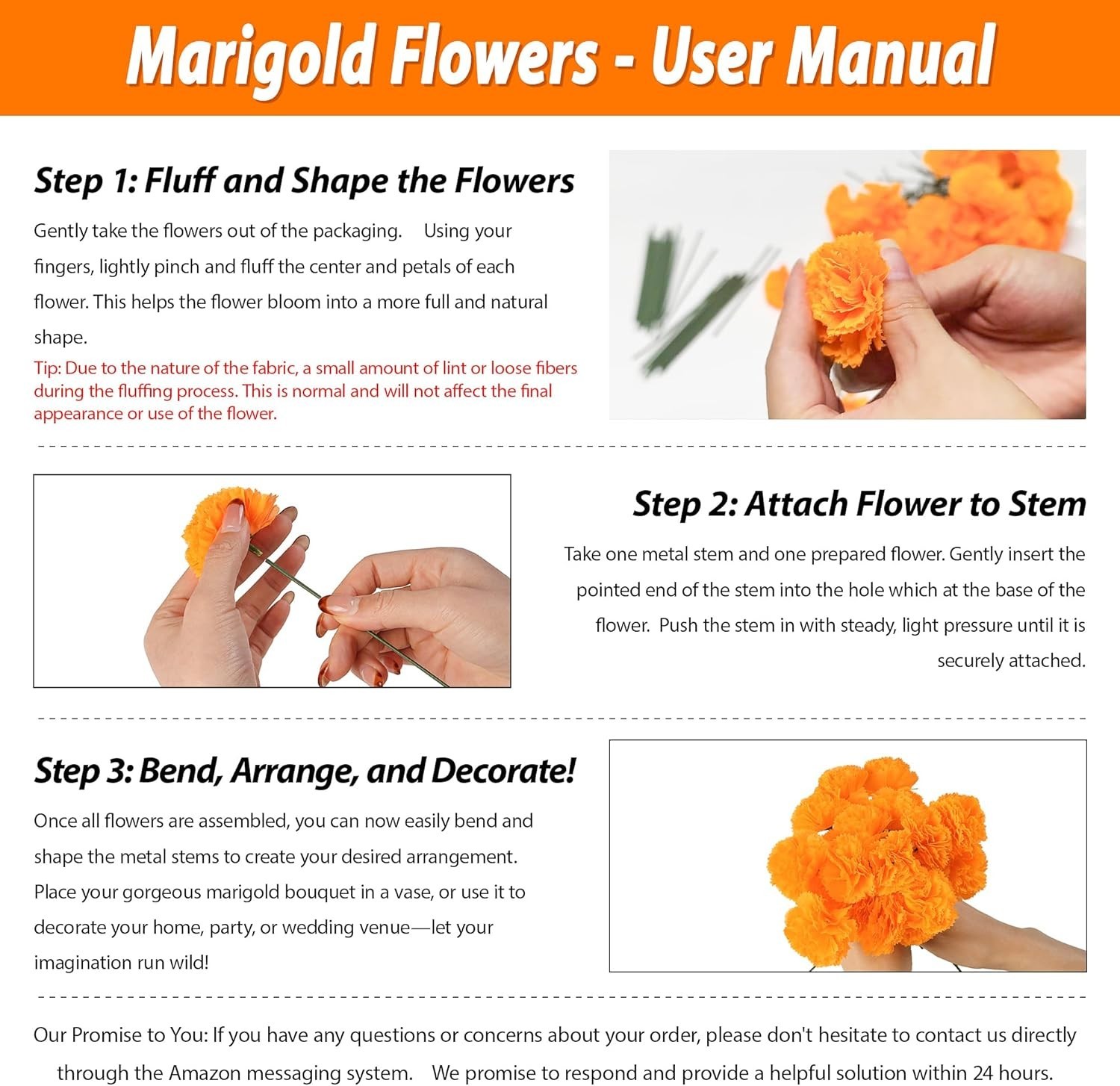 Reusable 80 Pcs Fluffy Silk Marigold Flowers for Indian Weddings and Events