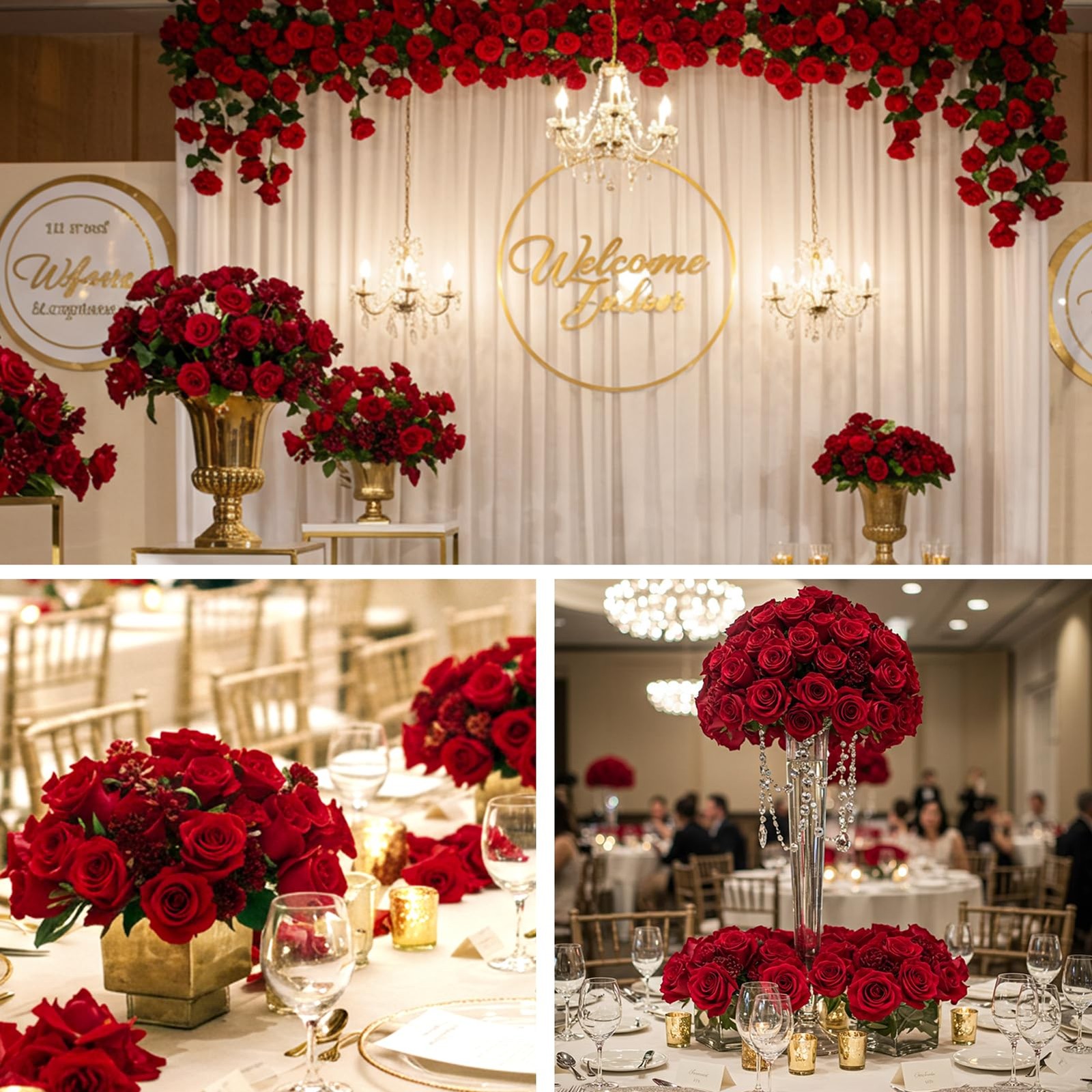 60Pcs Red Roses Artificial Flowers, Velvet Silk Faux Roses, Realistic Red Flo…