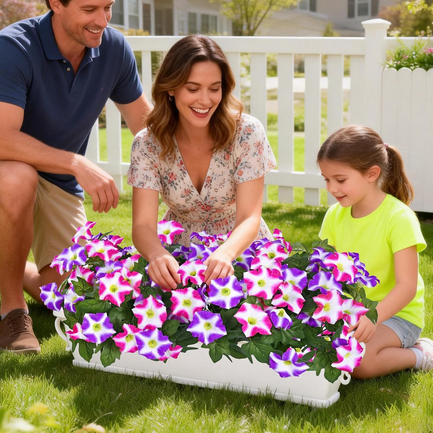 Artificial Flowers for Outdoors, 4 Bundles Realistic Fake Outdoor Flowers, UV Re