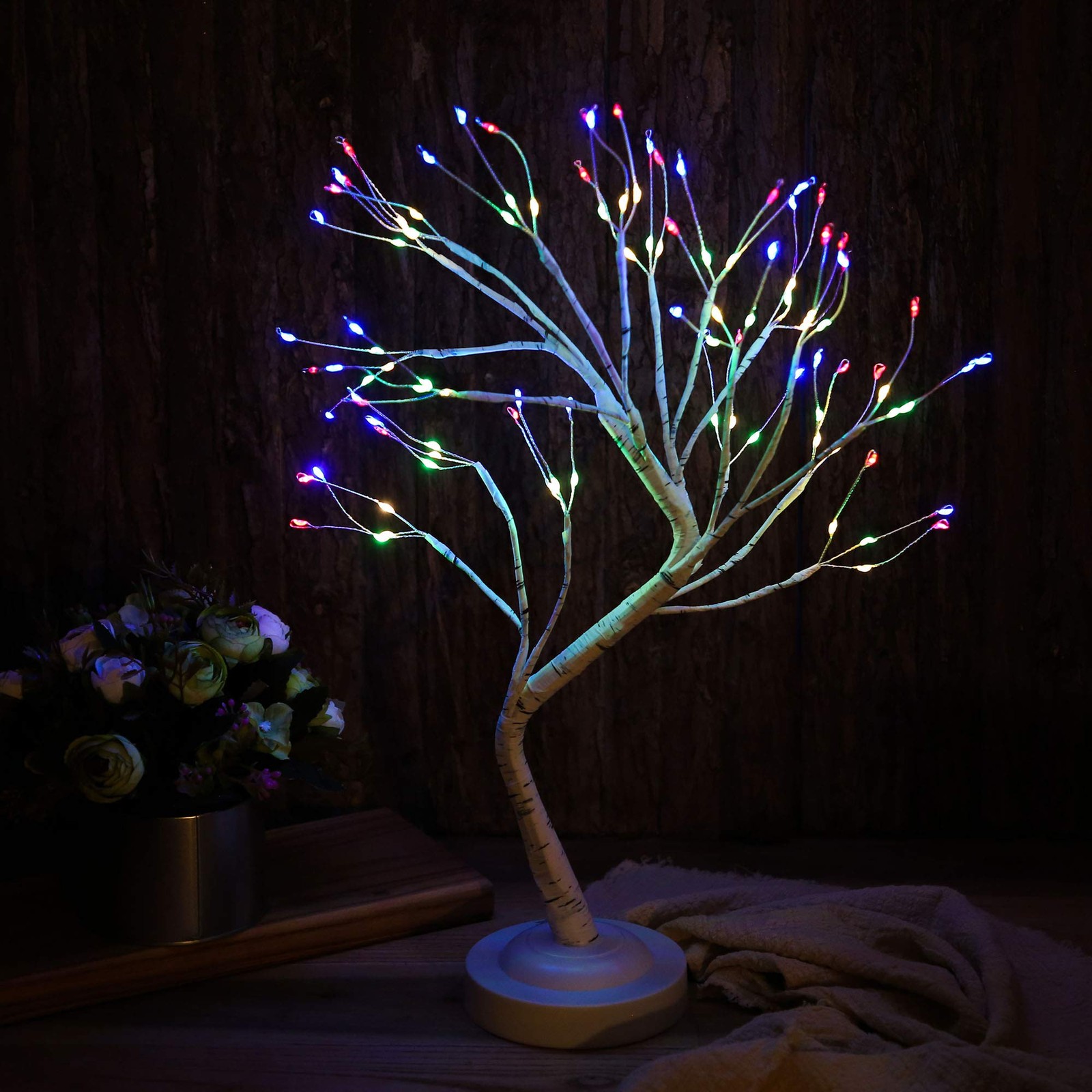 108L LED Tabletop Bonsai Tree Lamp 8 Mode Timer Battery USB Multicolor Light