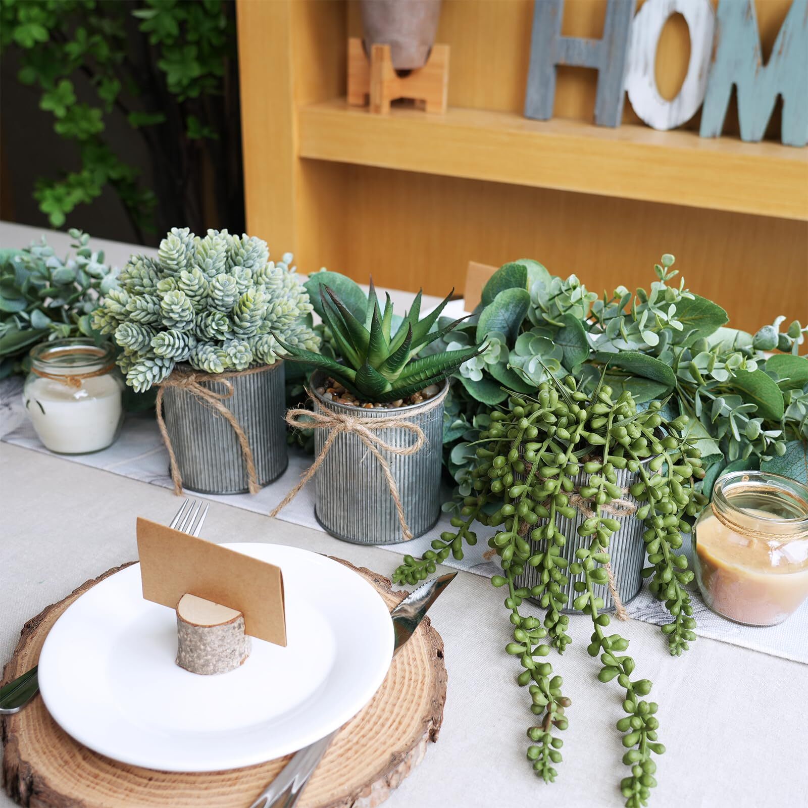Set Of 3 Small Artificial Succulent Potted Plants Faux Aloe Hops Hanging Succule