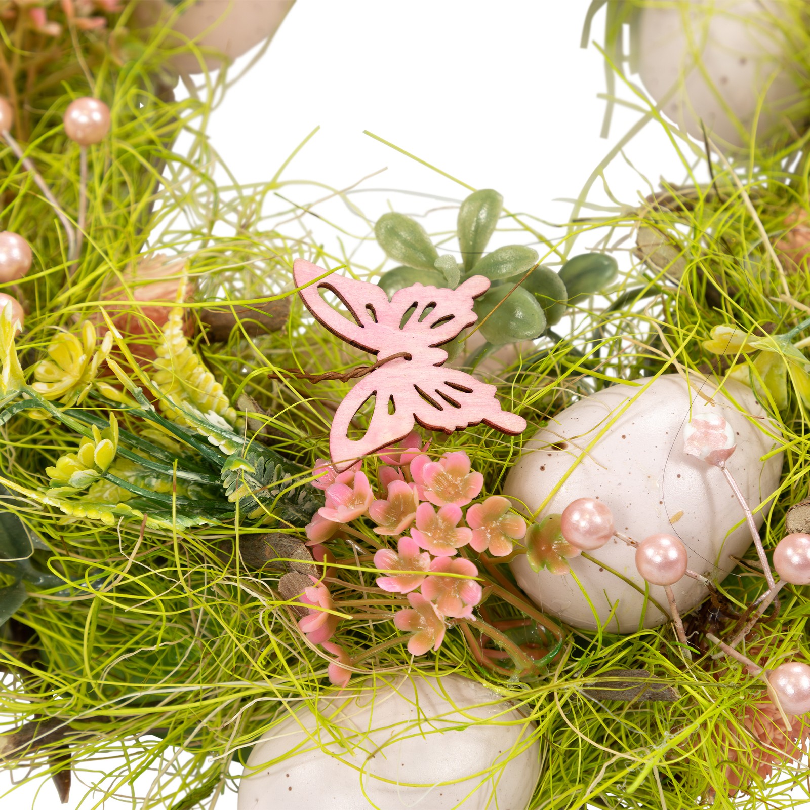 Northlight Easter Eggs with Butterflies Artificial Spring Wreath 13″ Green Pink