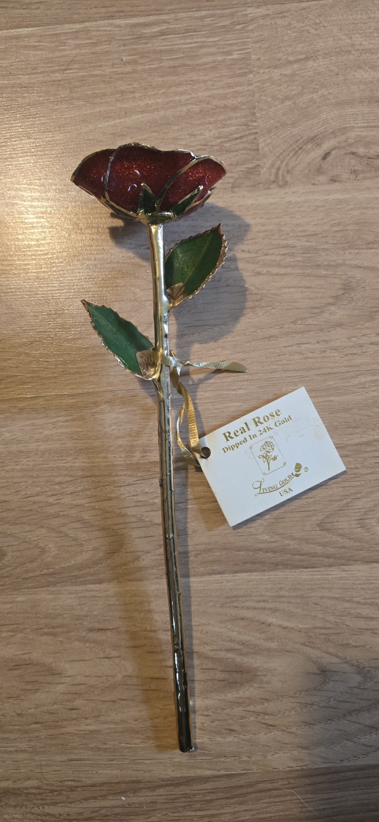 NWT Living Gold dipped Real Rose Flower 24K With Certificate Of Authenticity