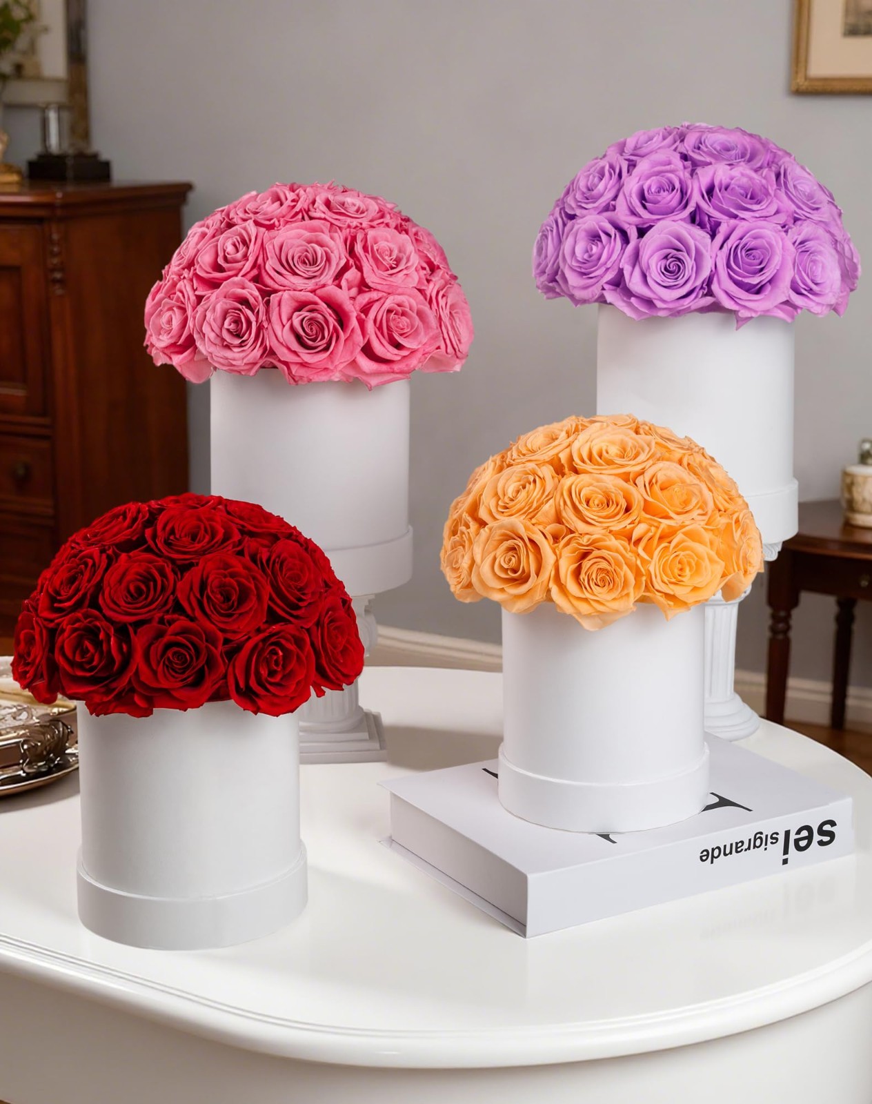 Eternal 27 Forever Roses in Luxury White Box – Preserved Flowers Gift for Women,