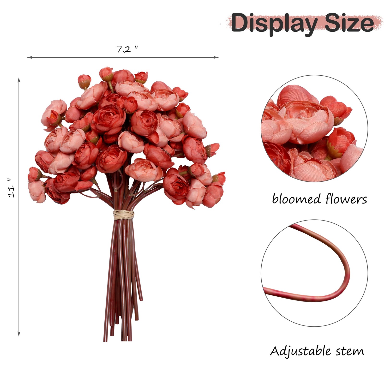 Artificial Silk Ranunculus Flower Real Touch DIY Floral Arrangement Beige 18 PCS