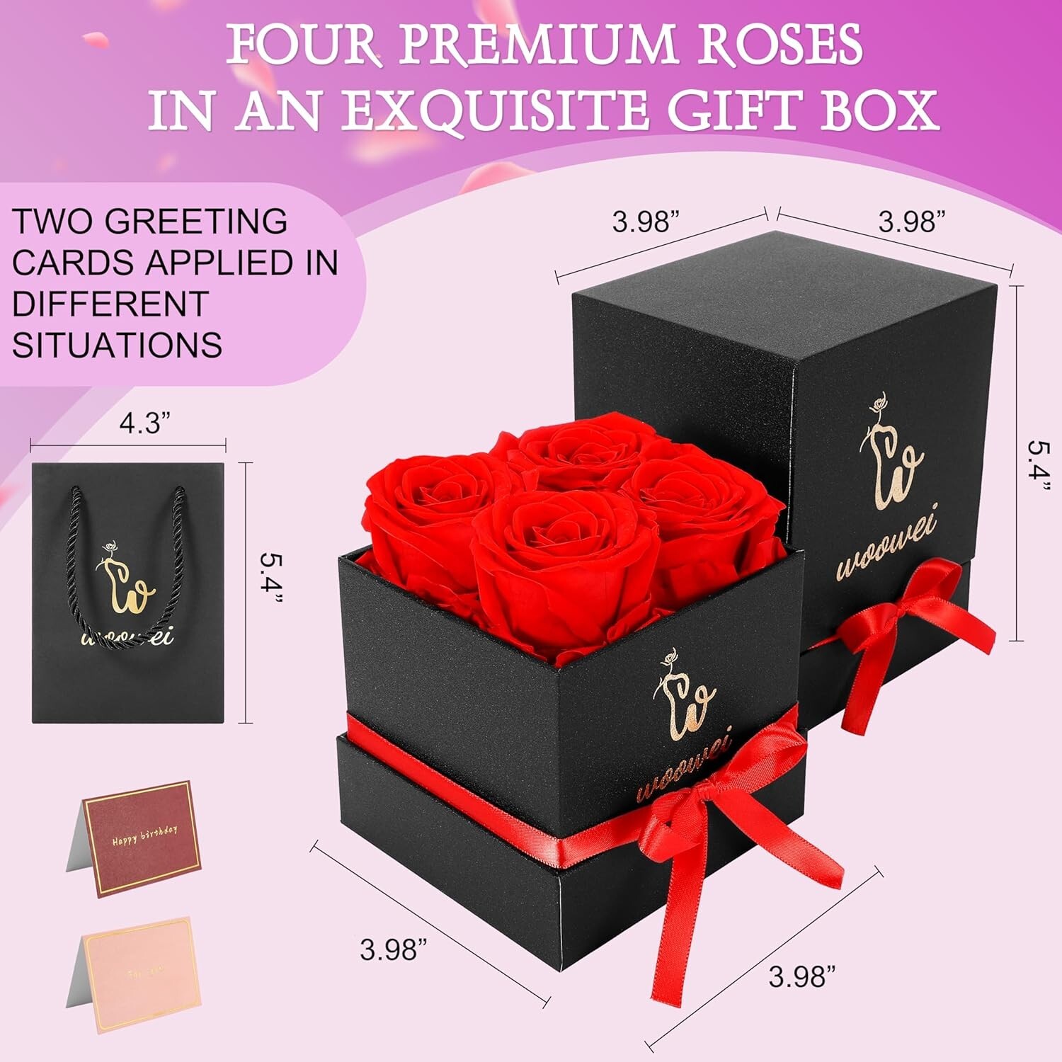 Forever Preserved Roses in a Box – Romantic Gifts for Her – Long Lasting Flowers