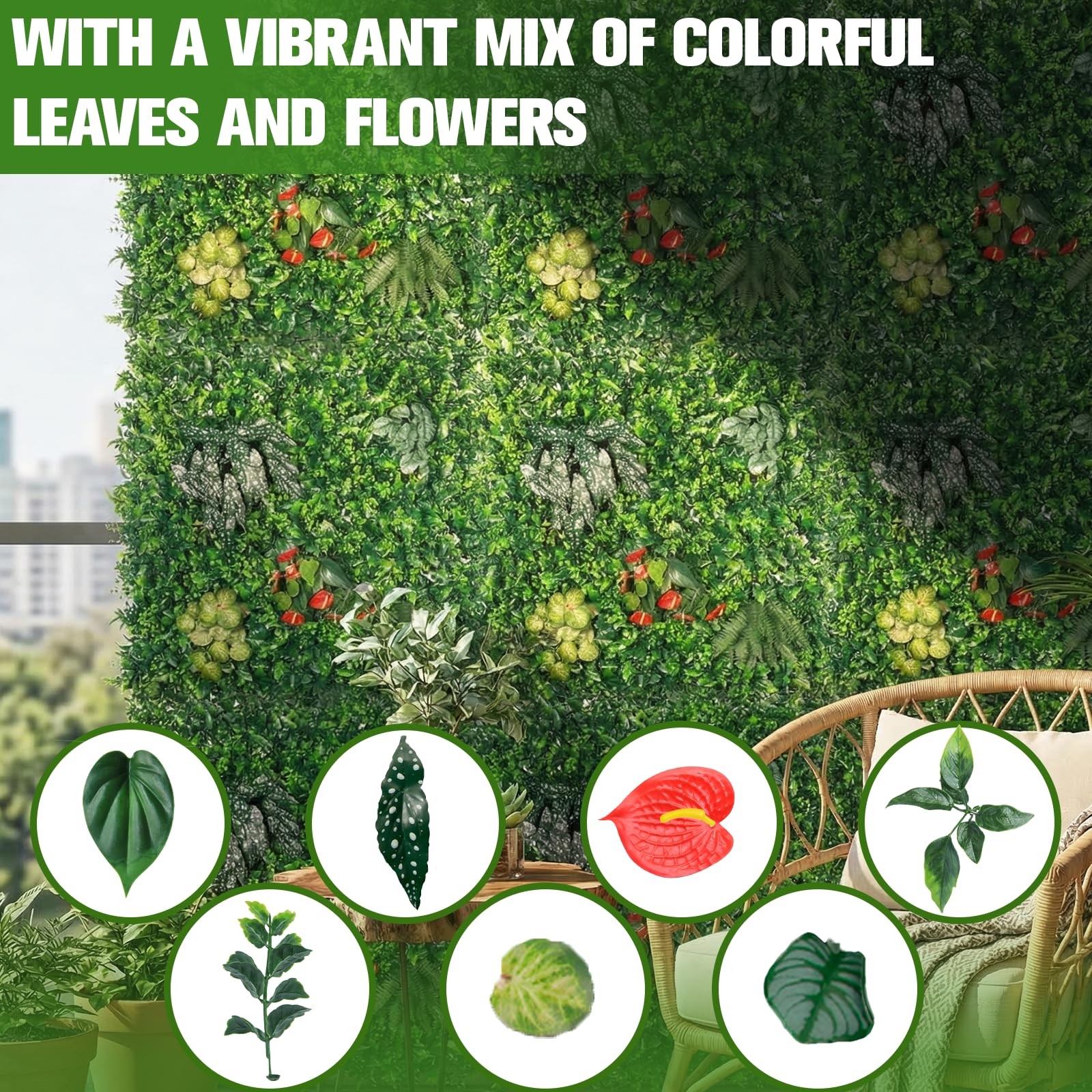 6-Pack Artificial Boxwood Wall Panels 40x40in Each 8-Plant Mix for Weddings