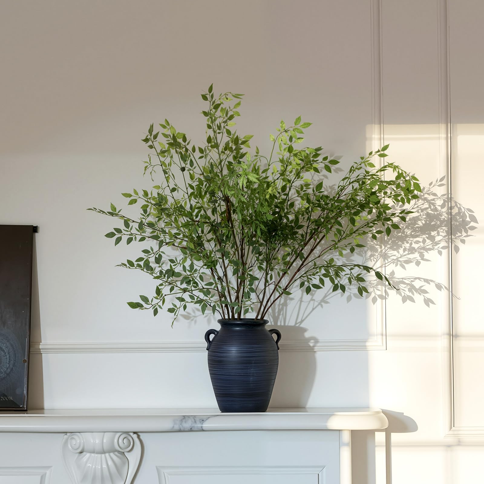 3 Pcs Artificial Greenery Stems 40 Inches Tall Faux Nandina Branches Fake Gre…