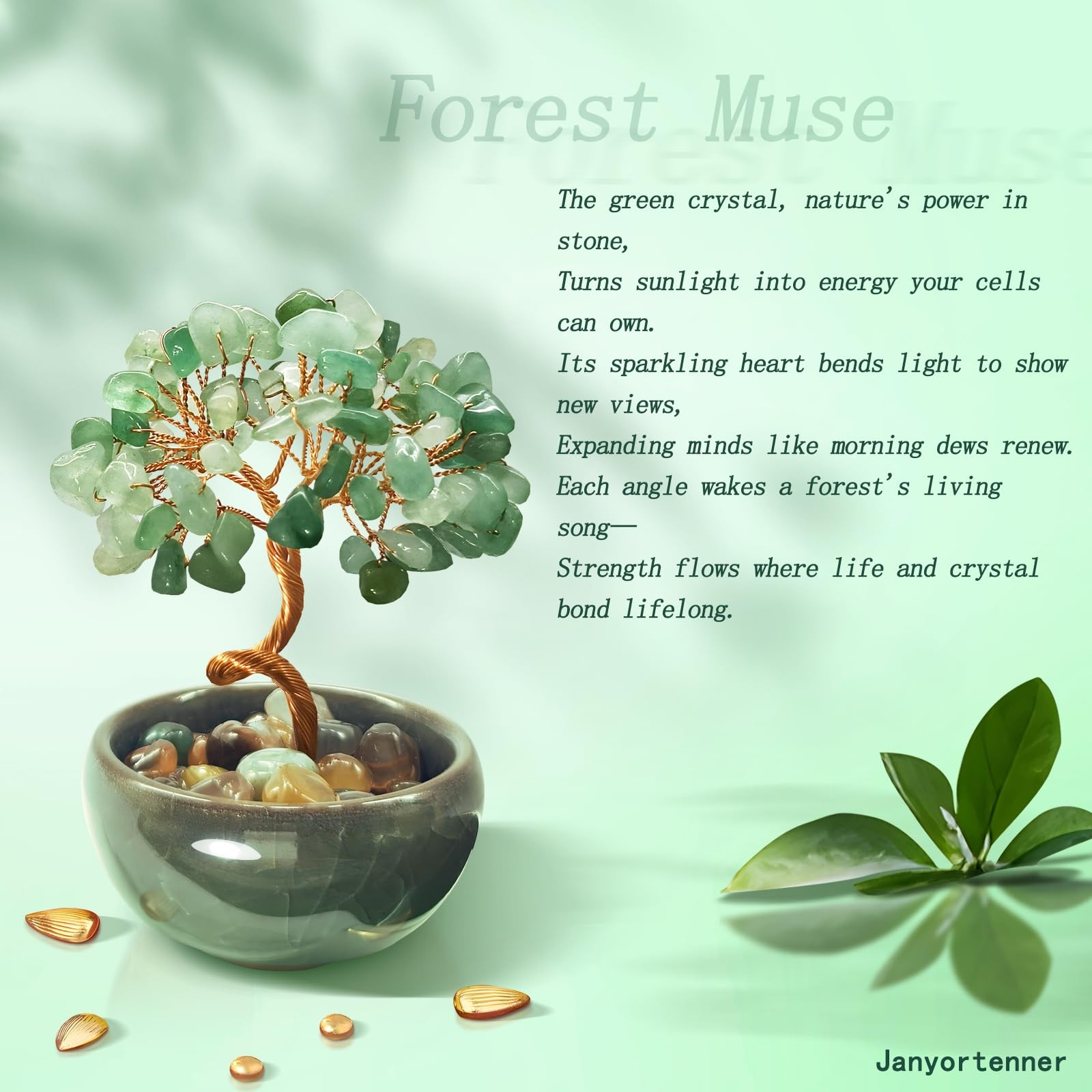 Green Aventurine Crystal Tree,Harmony Office Desk Home Decor,Vitality Gift wi…