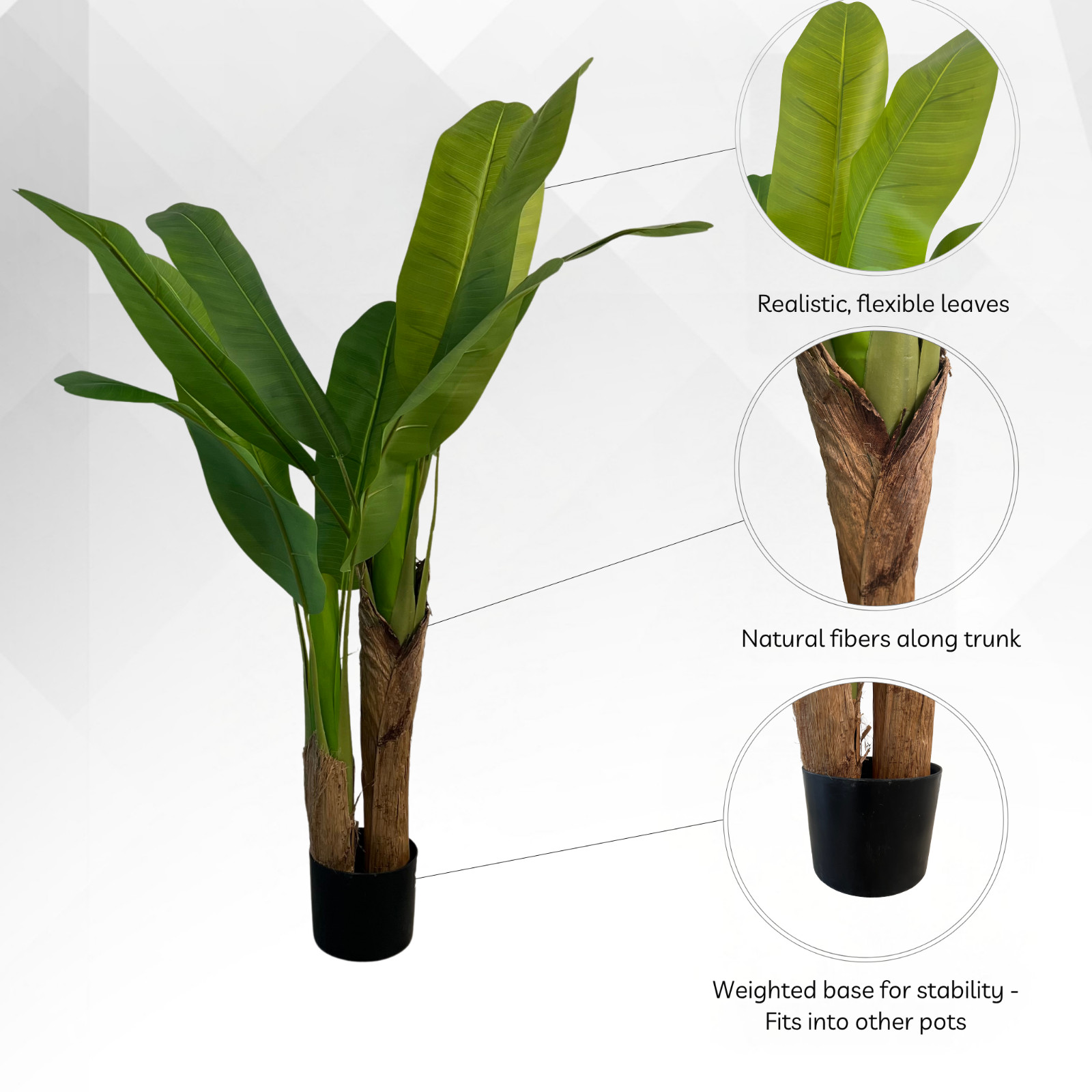 XBrand 47.2″ Artificial Banana Tree – Realistic Faux Tropical Plant CA-LT-210-1