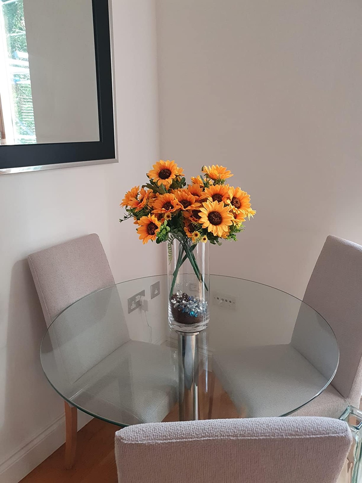 Artificial Sunflower Bouquets 2 Bunches 7 Heads Each Yellow Silk Faux Decor
