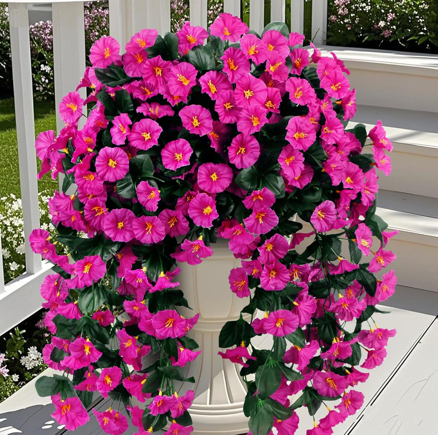 Fuchsia Artificial Hanging Flowers – UV Resistant Silk Plants for Home Decor