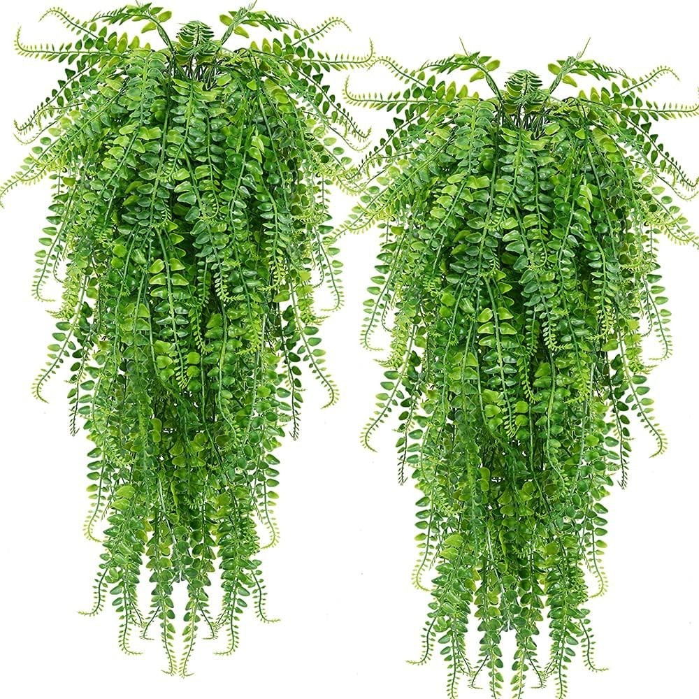 Elegant 2-Pc UV Resistant Artificial Hanging Ferns – Perfect for All Occasions