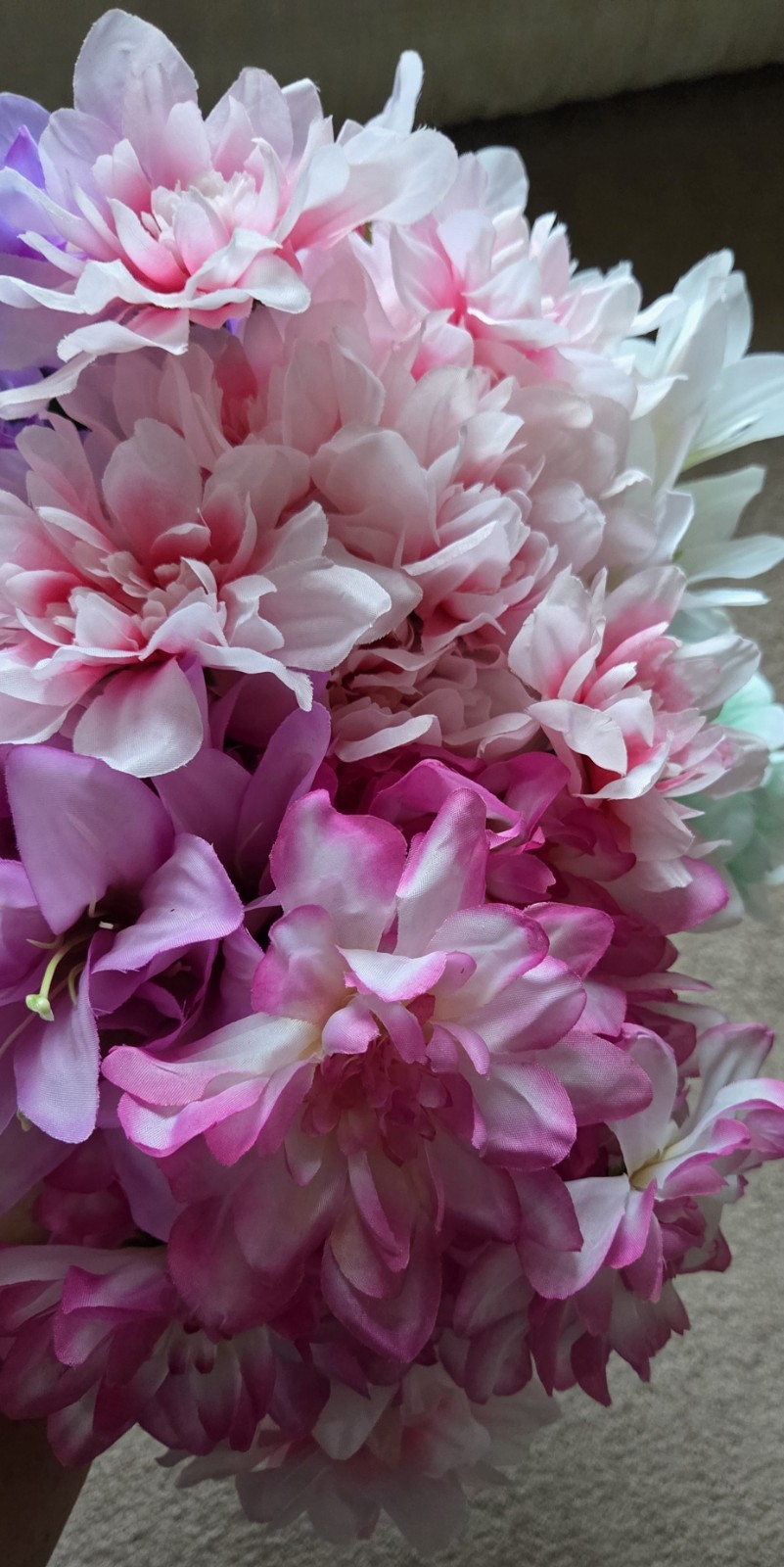 Colorful Fake Flowers Bunches- Lot Of Various Flower Types, Colors 18 Bunches