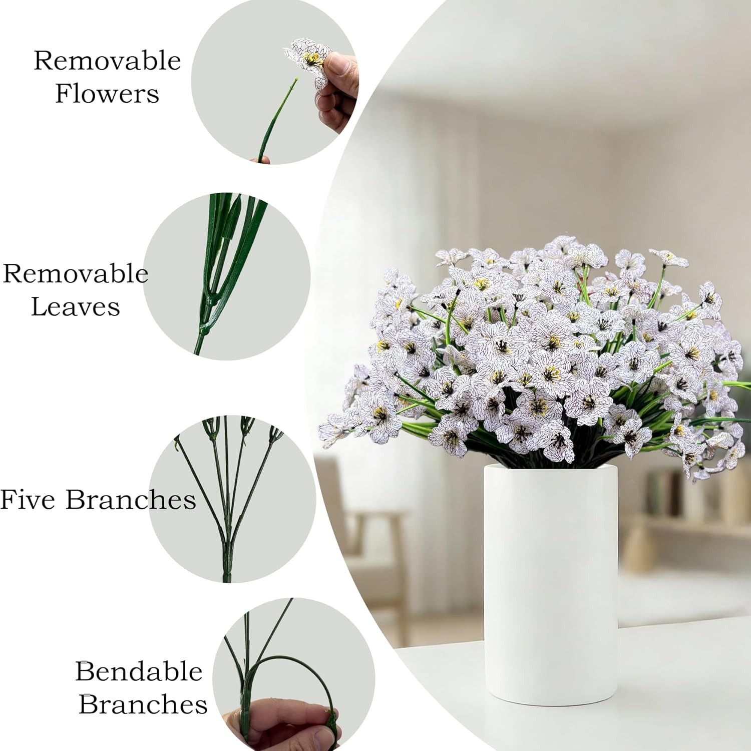 20 Bundles Artificial Flowers for Outdoors, UV Resistant Fake Flowers with Pl…