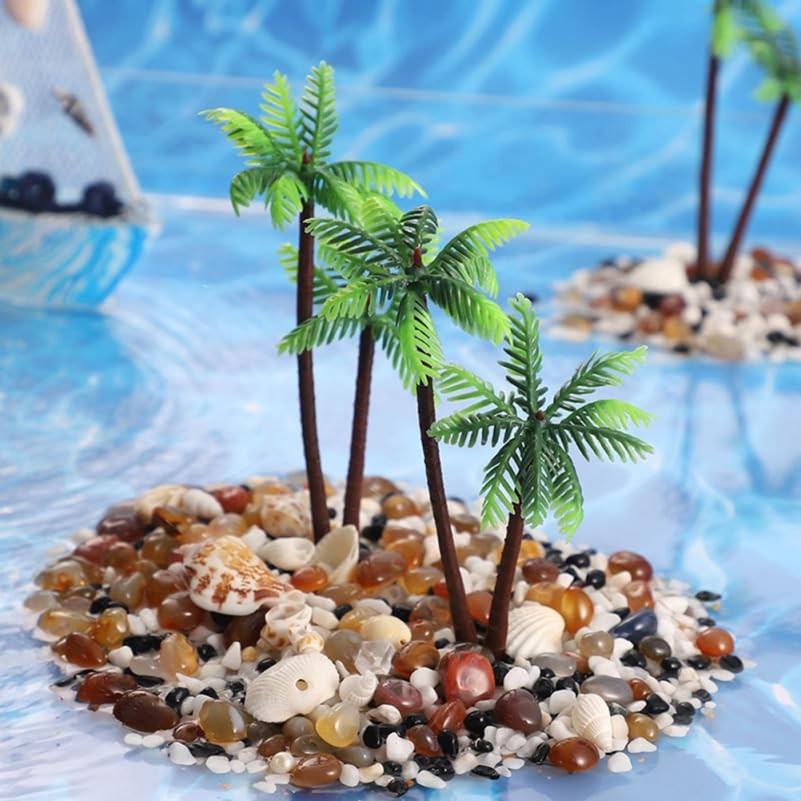 15pcs Miniature Coconut Trees 14cm – Artificial Palm Trees Plastic Model Tree…