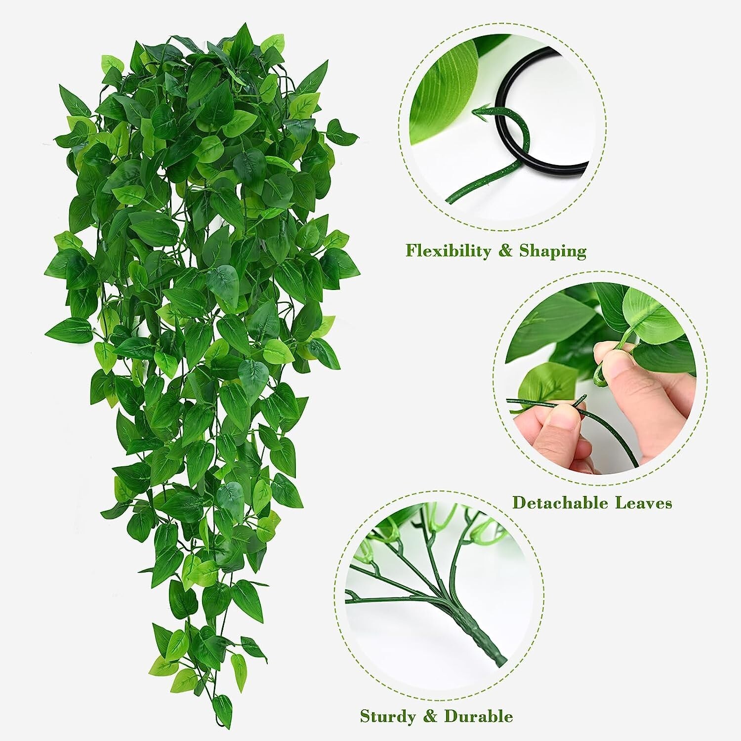 2 plantas colgantes artificiales de hiedra falsa para decoración de pared hogar
