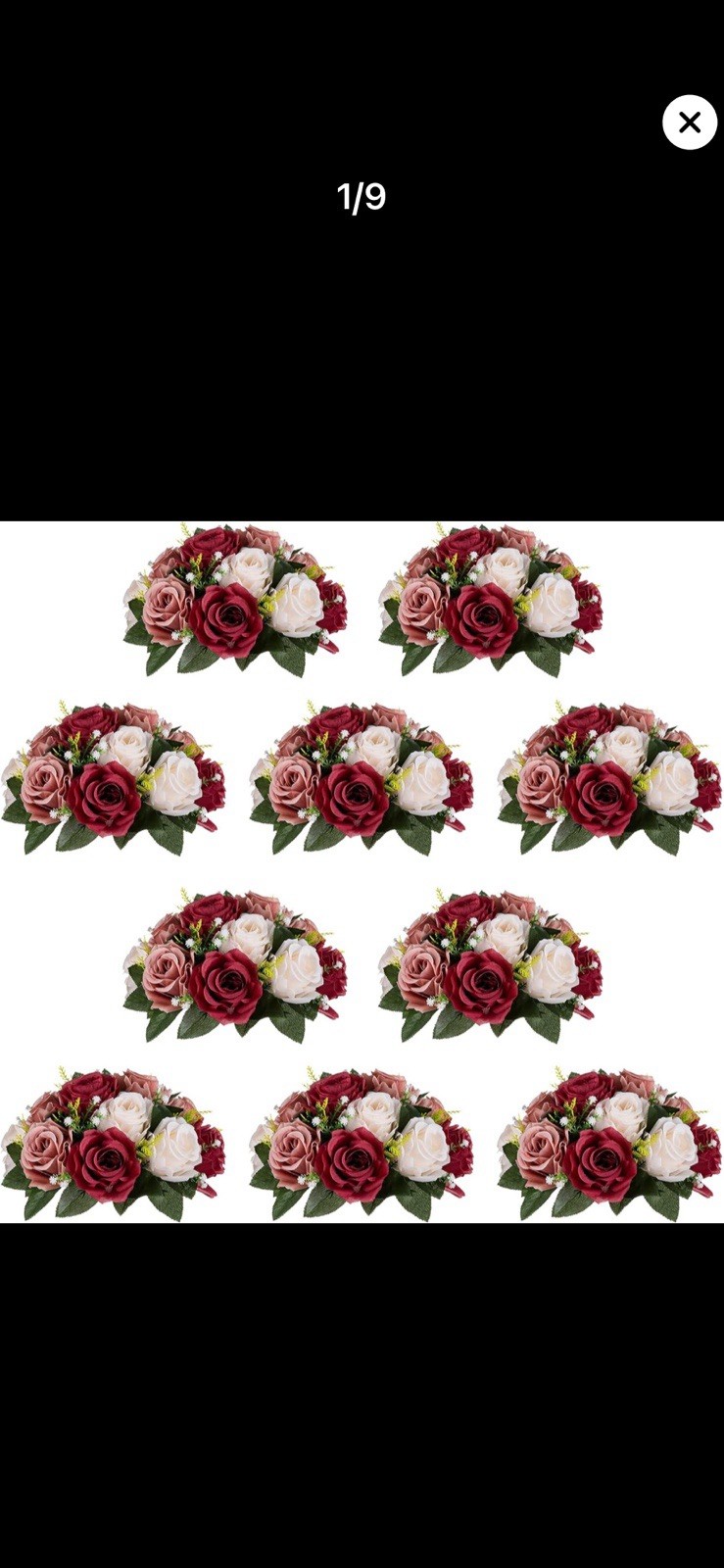 Nuptio Artificial Flower CenterPieces For Tables 10 Piece Burgundy & Dusty Rose
