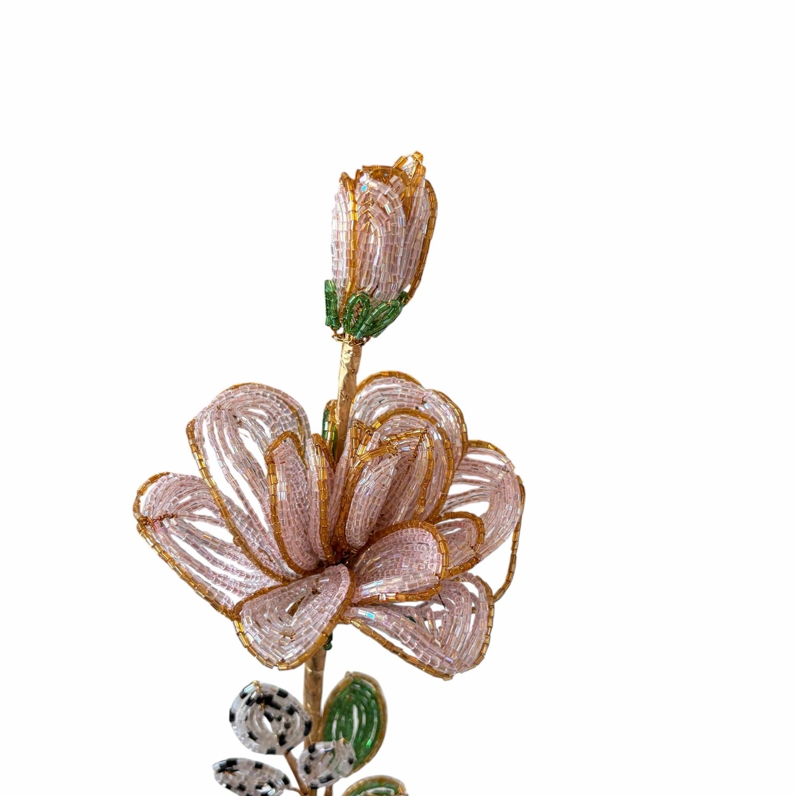 NEW MacKenzie-Childs Pink Rose Beaded Flower Stems Set of 4