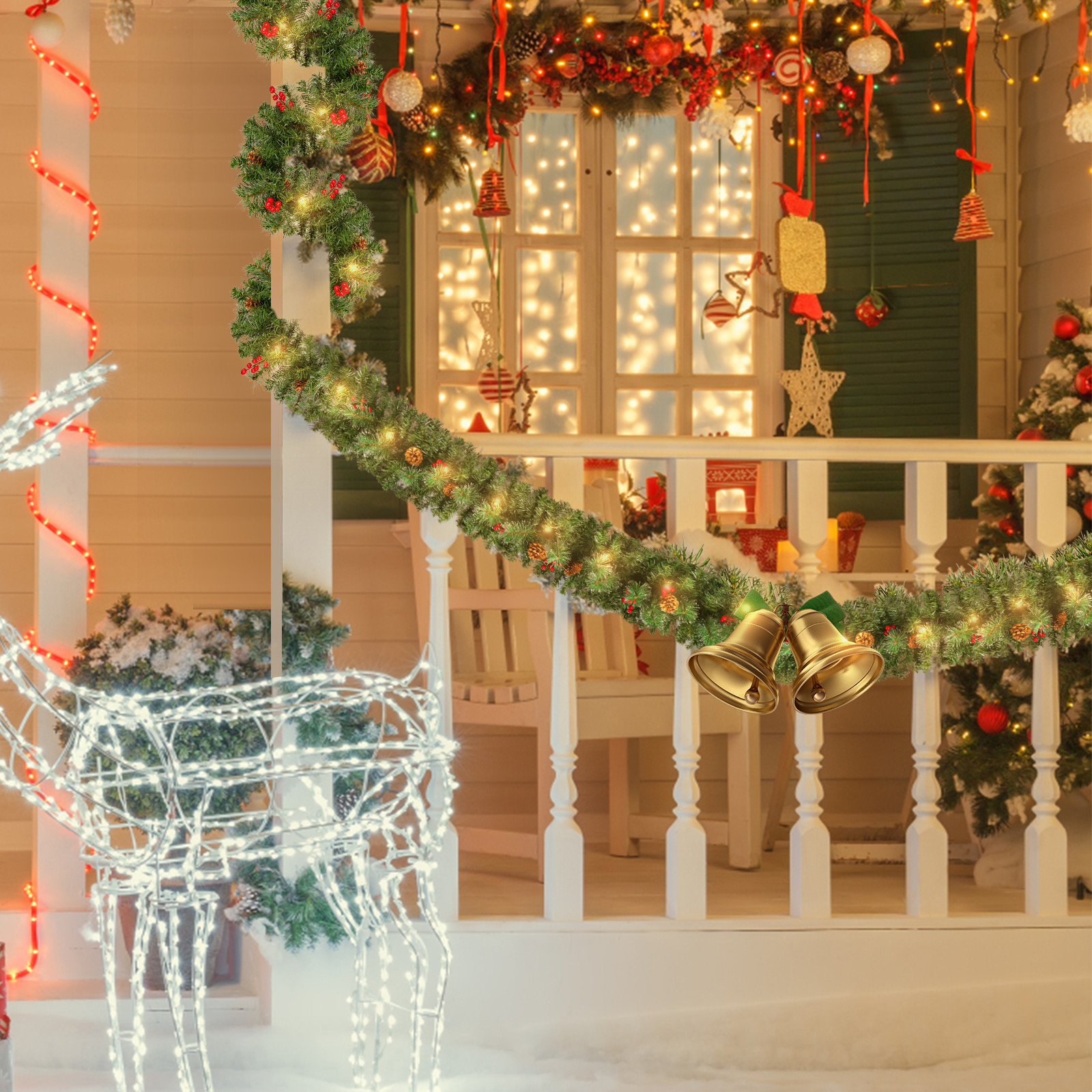Christmas Vines & Wreaths Sprayed White PVC Pine for Xmas Decor Winter Decor