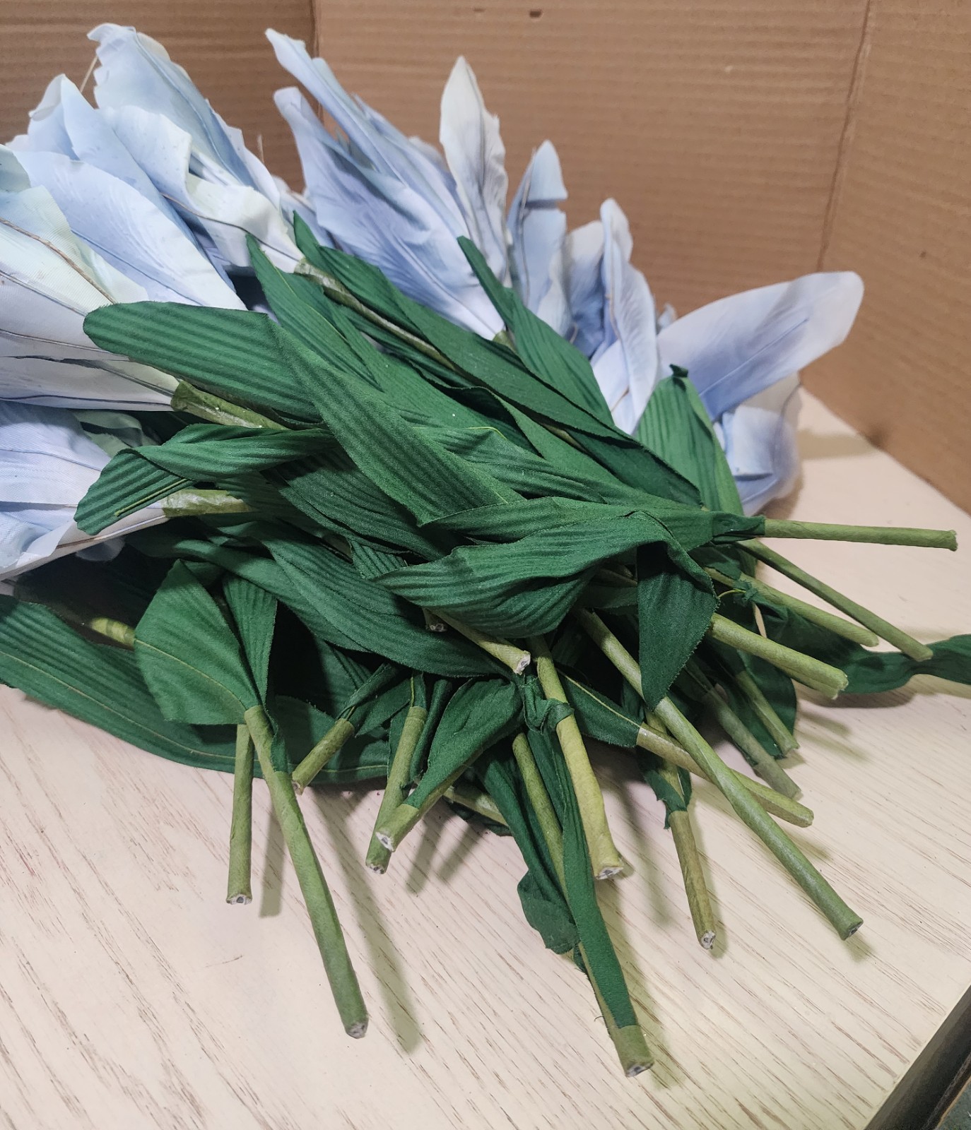 22 Large 16″ Wired Bendable Stemmed Gray Blue Green Flowers for Crafts or Decor