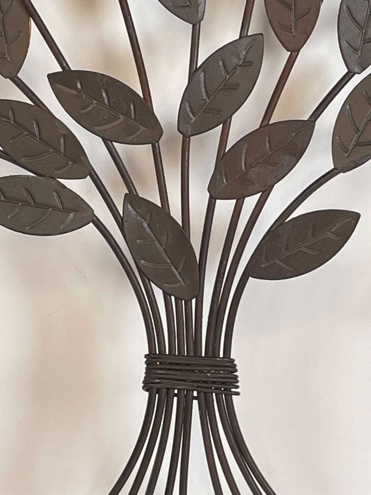 Brown Metal Tree Branch Wall Hanging Art 26″ Square Leaf Nature Decor Large