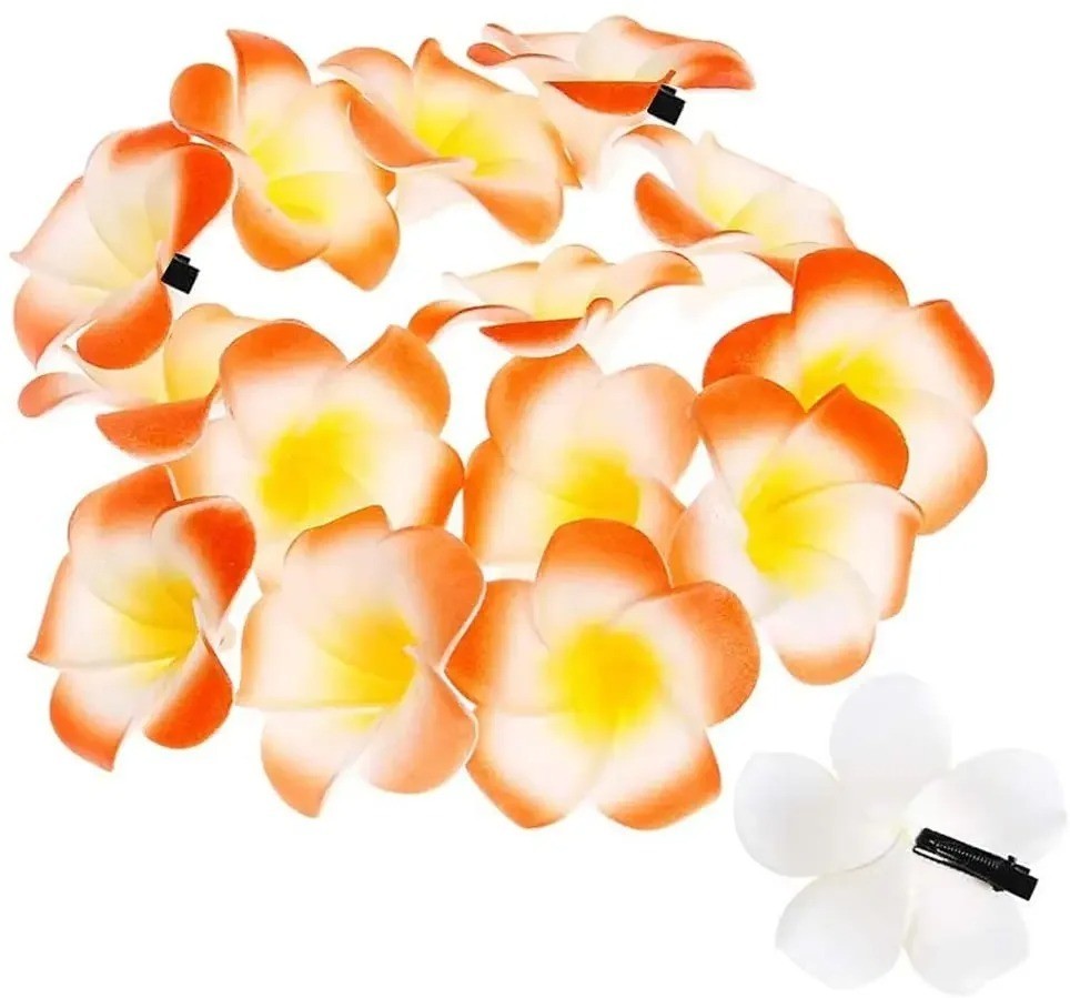 50Pcs 2.4″ White Foam Hawaiian Frangipani Artificial Plumeria Flower Hat Hair