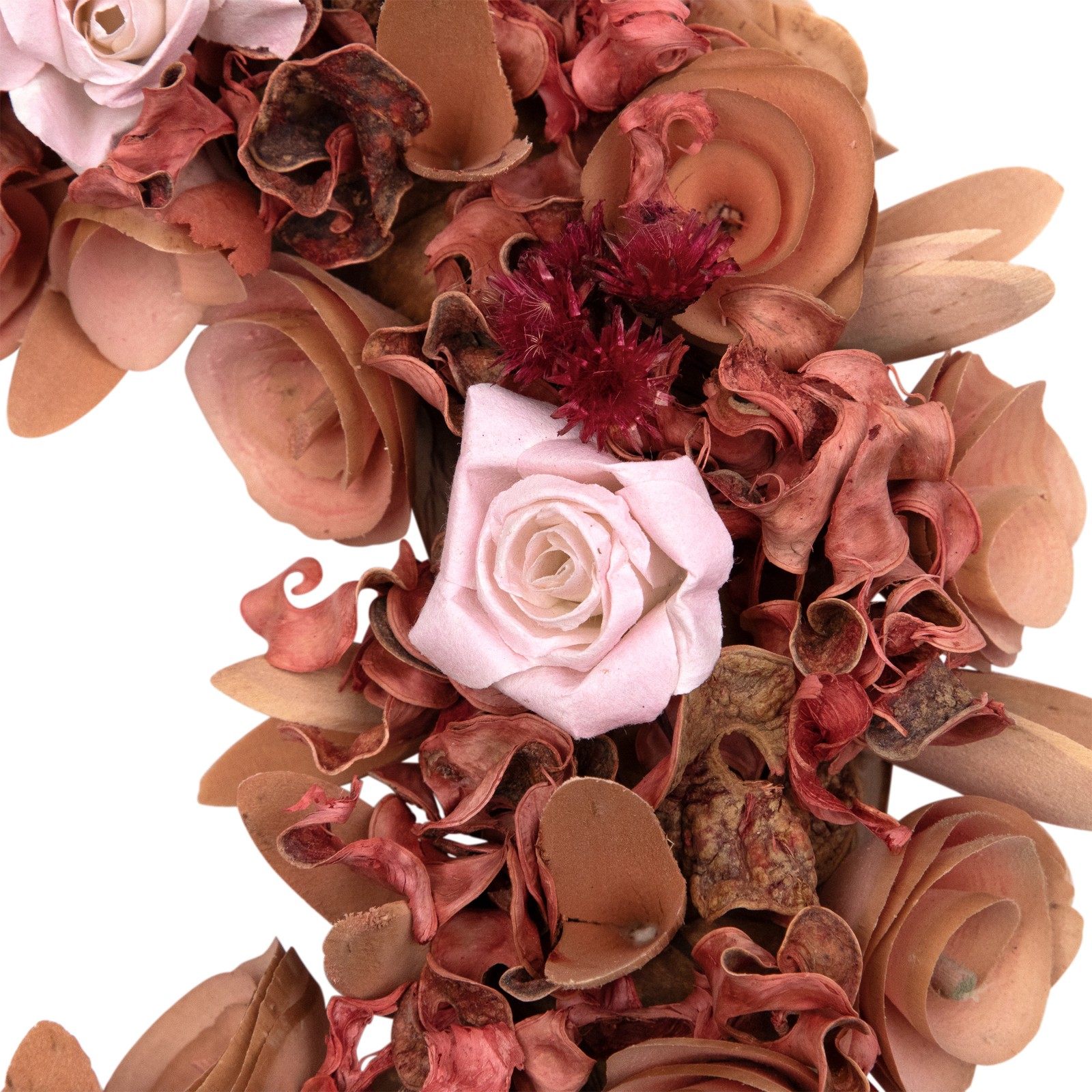 Northlight 13″ Pink and Red Flower and Leaf Wood Artificial Spring Floral Wreath