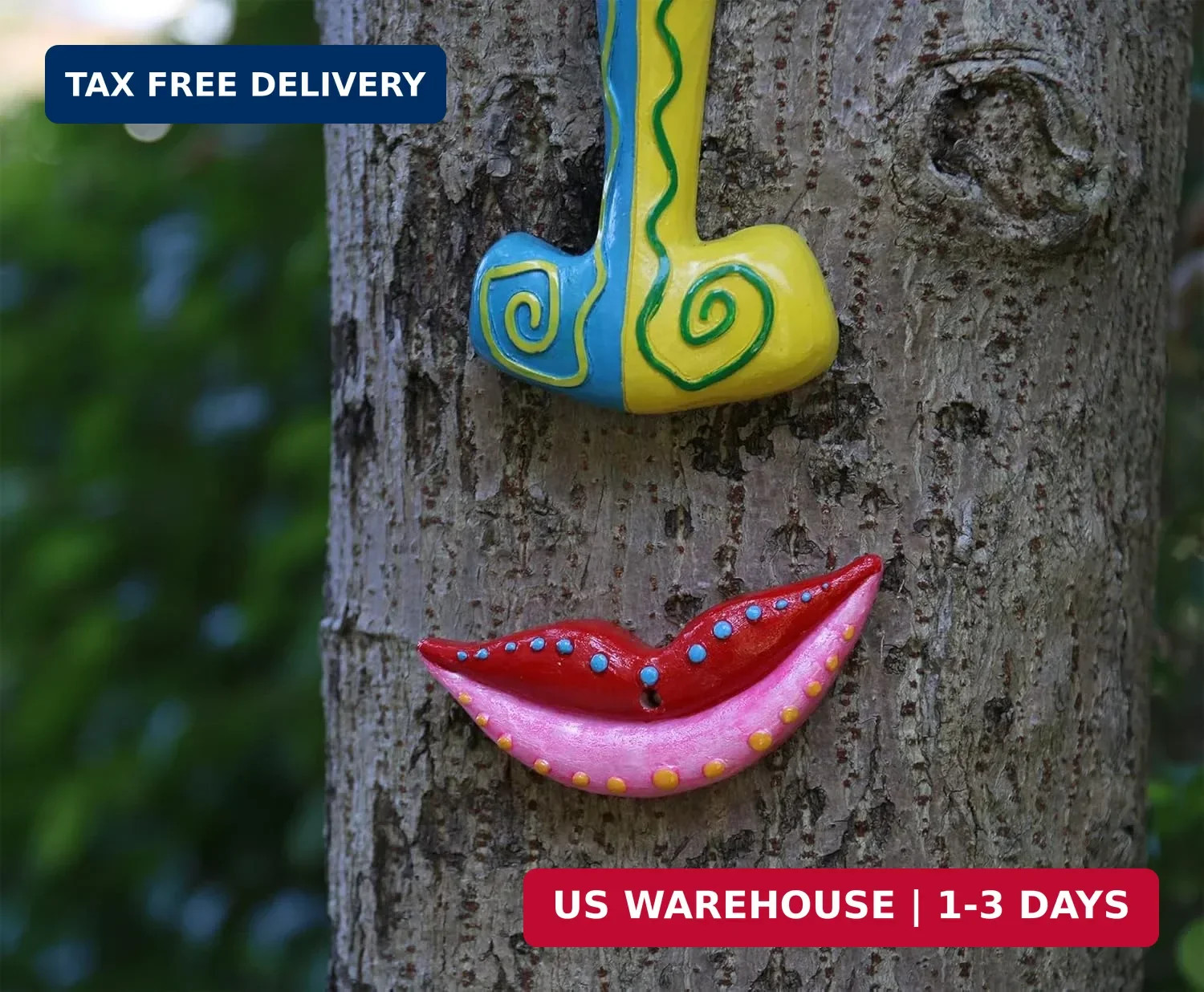 Tree Face Decor Outdoor Colorful Funny Face for Trees Garden Yard Art