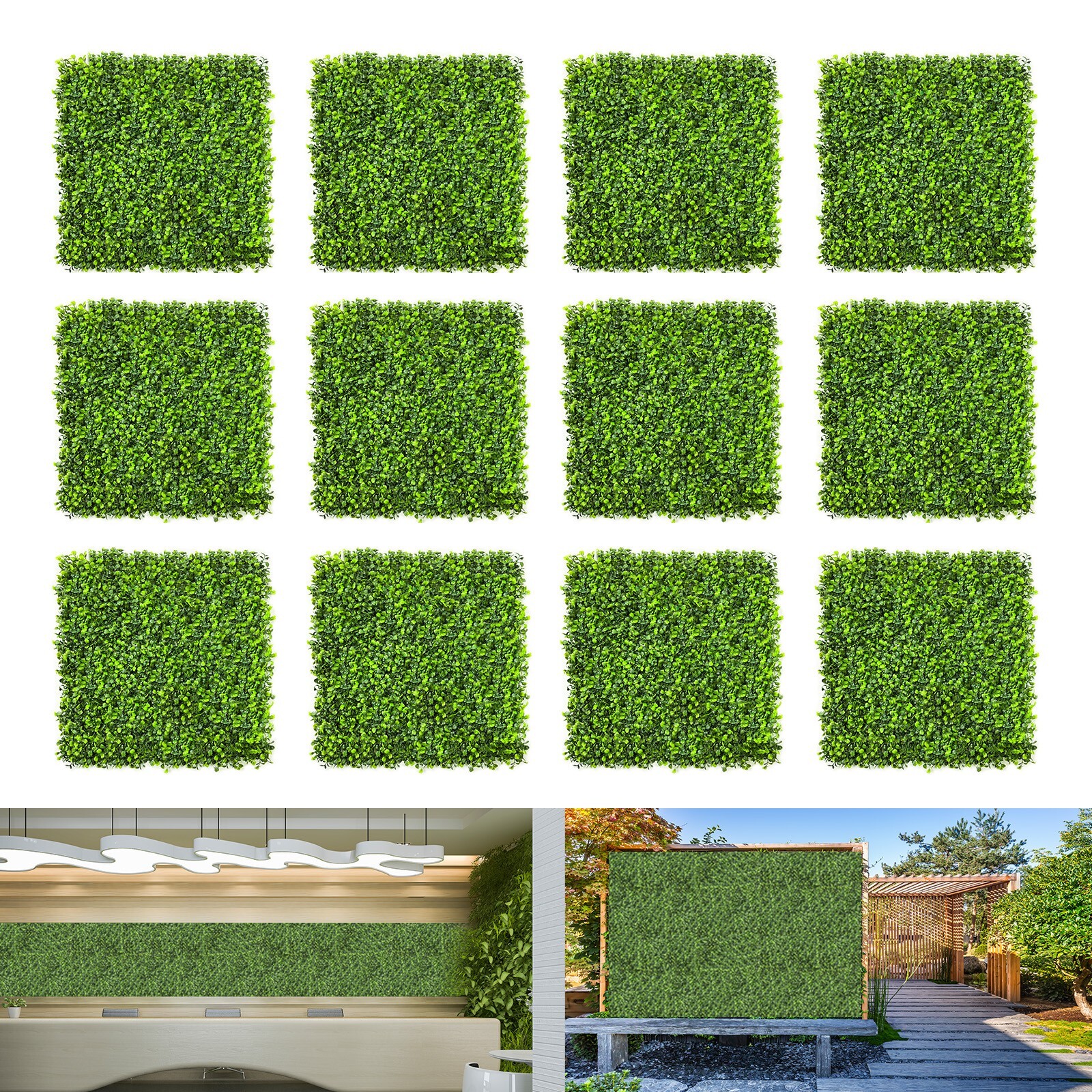 12pcs 20″ X 20″ Grass Wall Artificial Boxwood Panels Boxwood Hedge UV for Fence