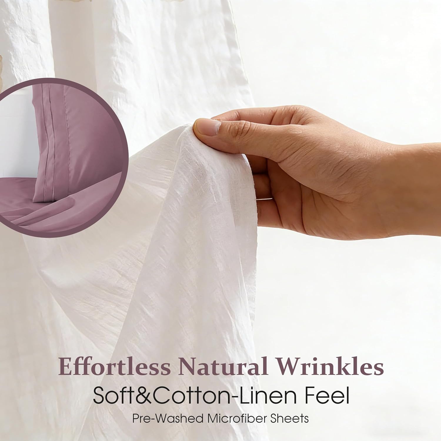 Queen Sheet Set, Pre-Washed Cotton-Like Brushed Microfiber, 4 Pcs Super Soft Bre