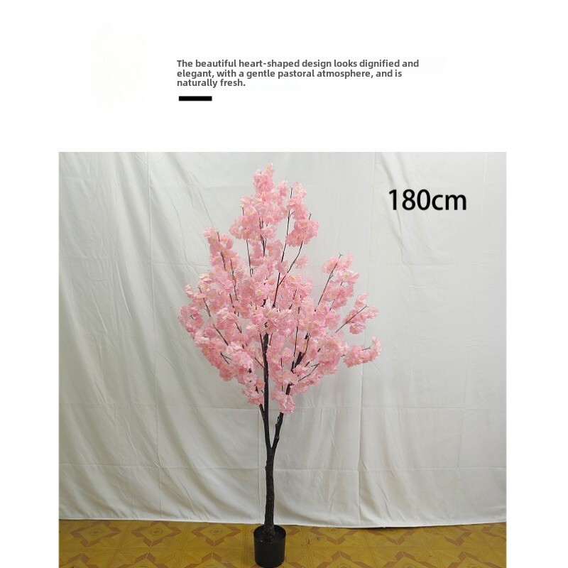 Simulation plant pot decoration bionic green plant fake green pink cherry tree