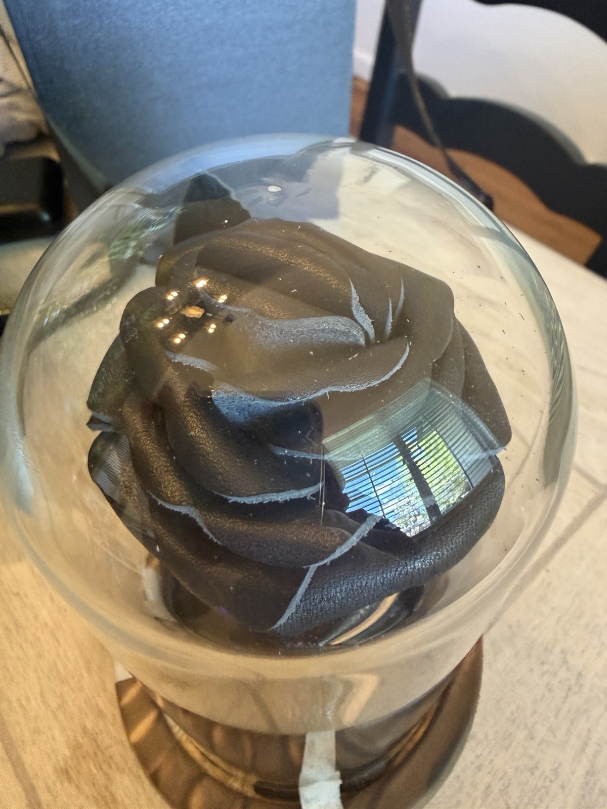 Faux Black Rose In Display case For anniversary, Birthday, Over the hill, Etc