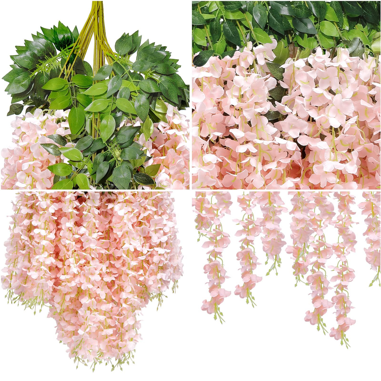 U’Artlines 12 Pack (Total 43.2 Feet) Artificial Fake Wisteria Vine Rattan