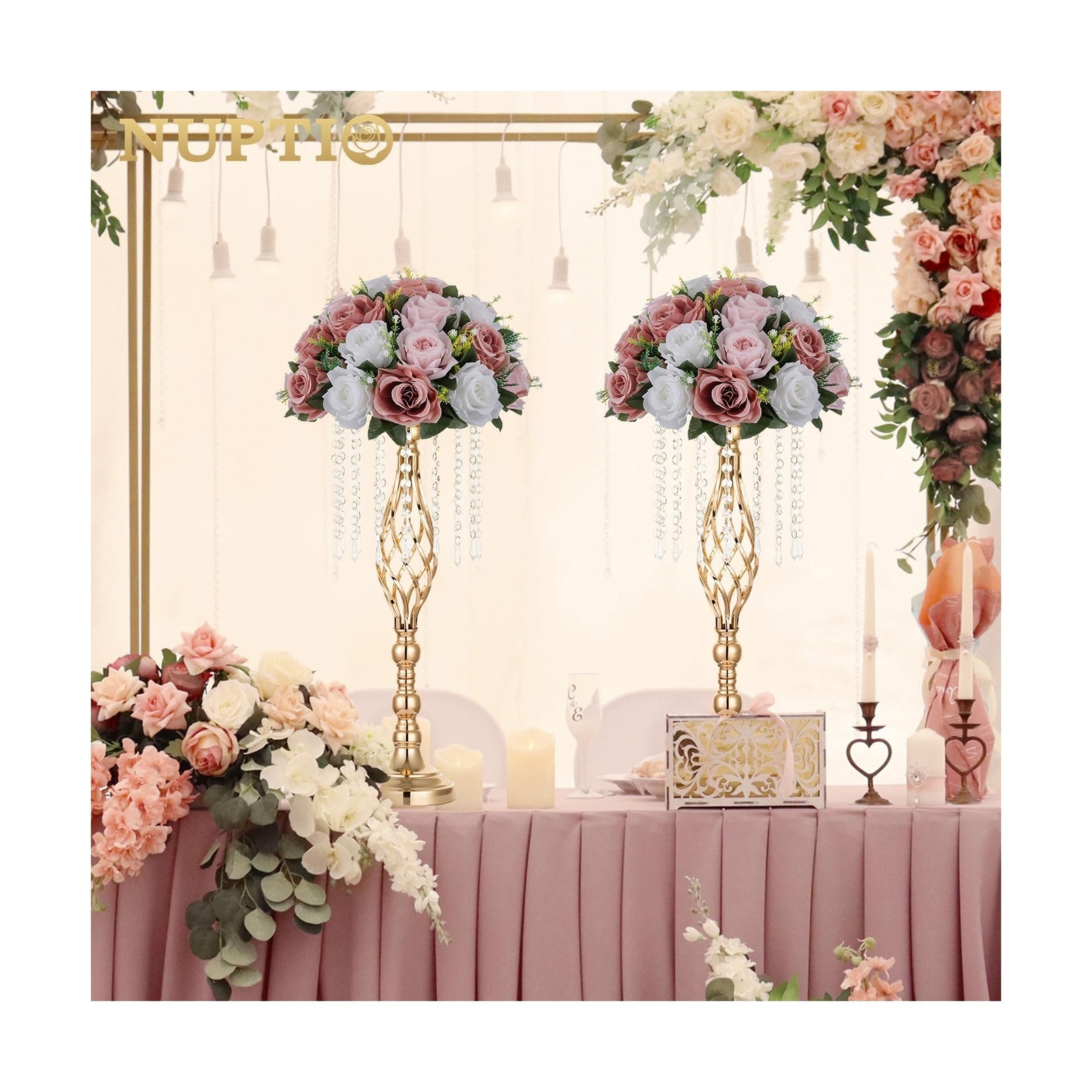 NUPTIO Large Flower Balls for Centerpieces – 10 Pcs 13.8in Diameter Dusty Ros…