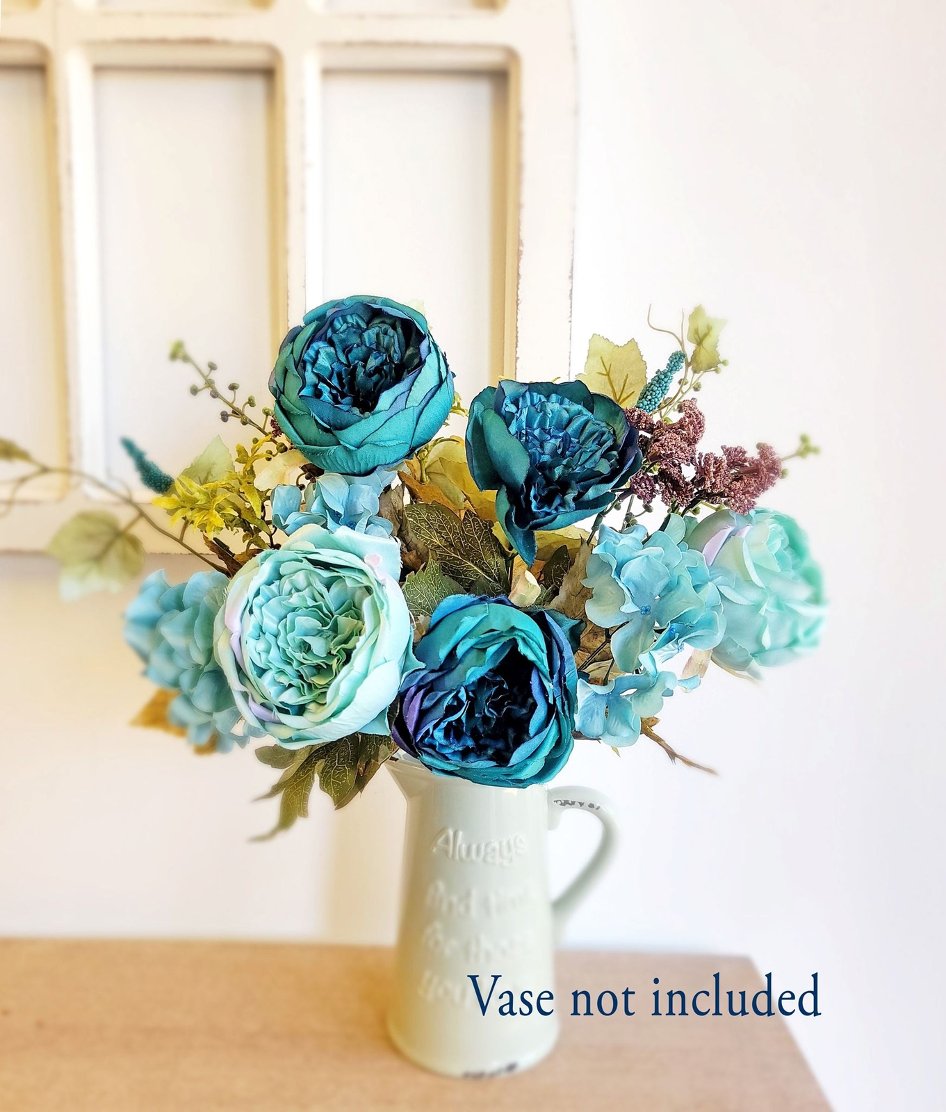 Cabbage Rose and Hydrangea Berry Bush, 20″H (Bush Only, Vase not included)