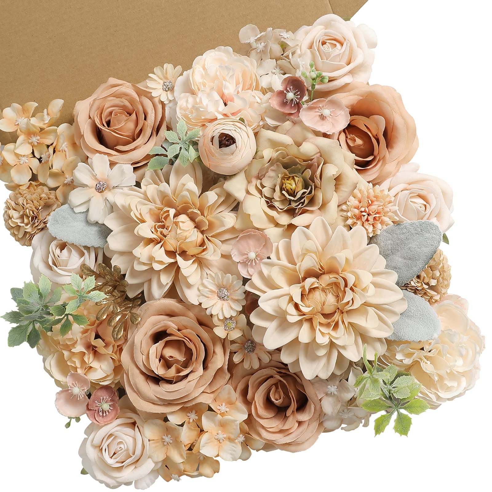 Artificial Flowers Combo Box Set Faux Flowers Bulk Flower Leaf with Stems for…