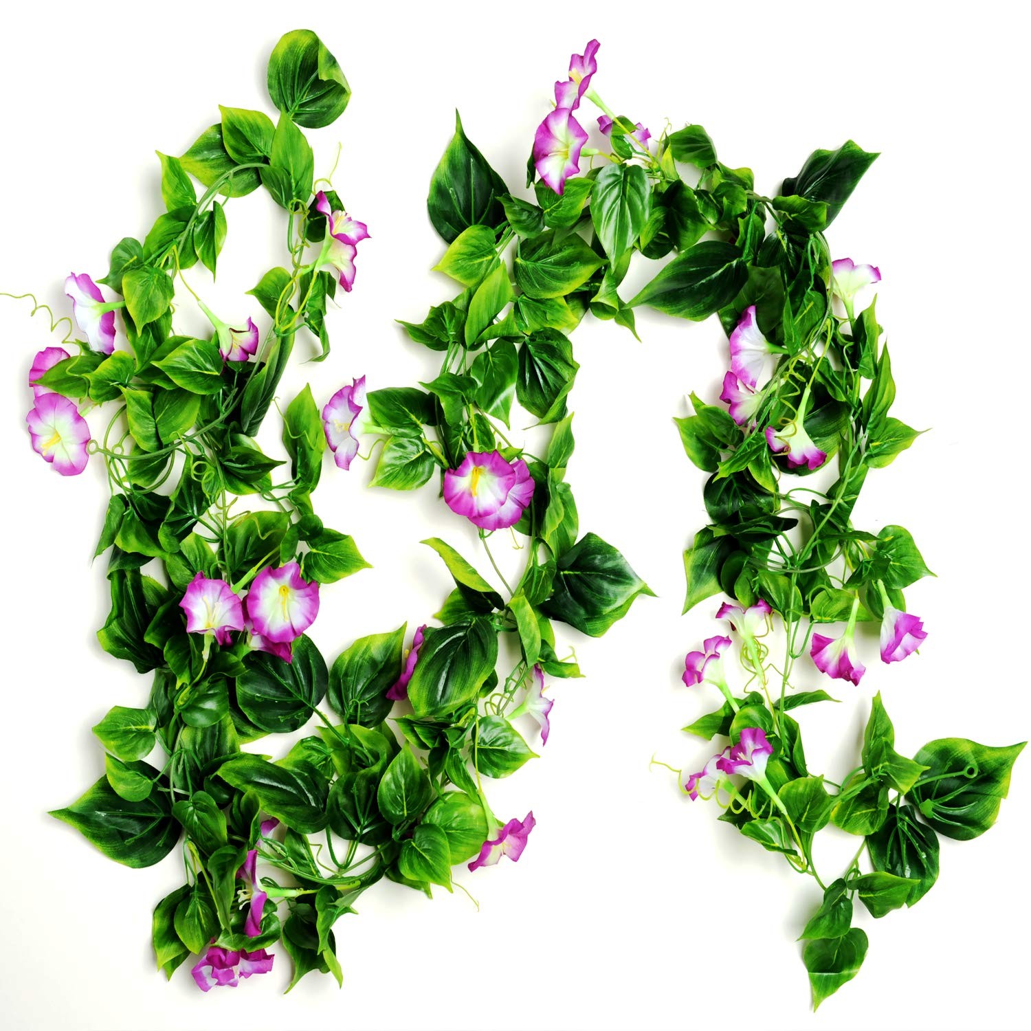 Artificial Morning Glory Flower Vines, 2pcs 15Feet Hanging Plants Silk Garlan…