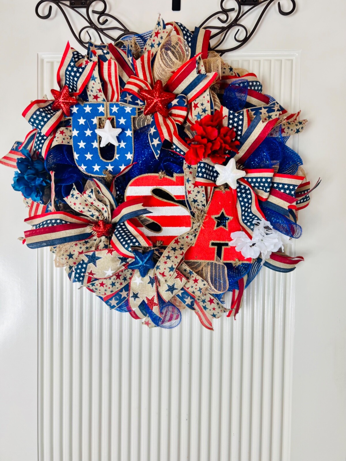 Patriotic Wreath, Flag Wreath, 4th of July Wreath, Red, White & Blue, USA