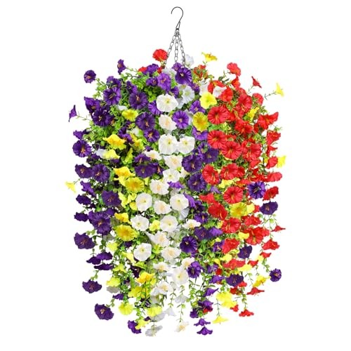 Artificial Flowers for Outdoors, Fake Flowers Purple&red&white&yellow-10b
