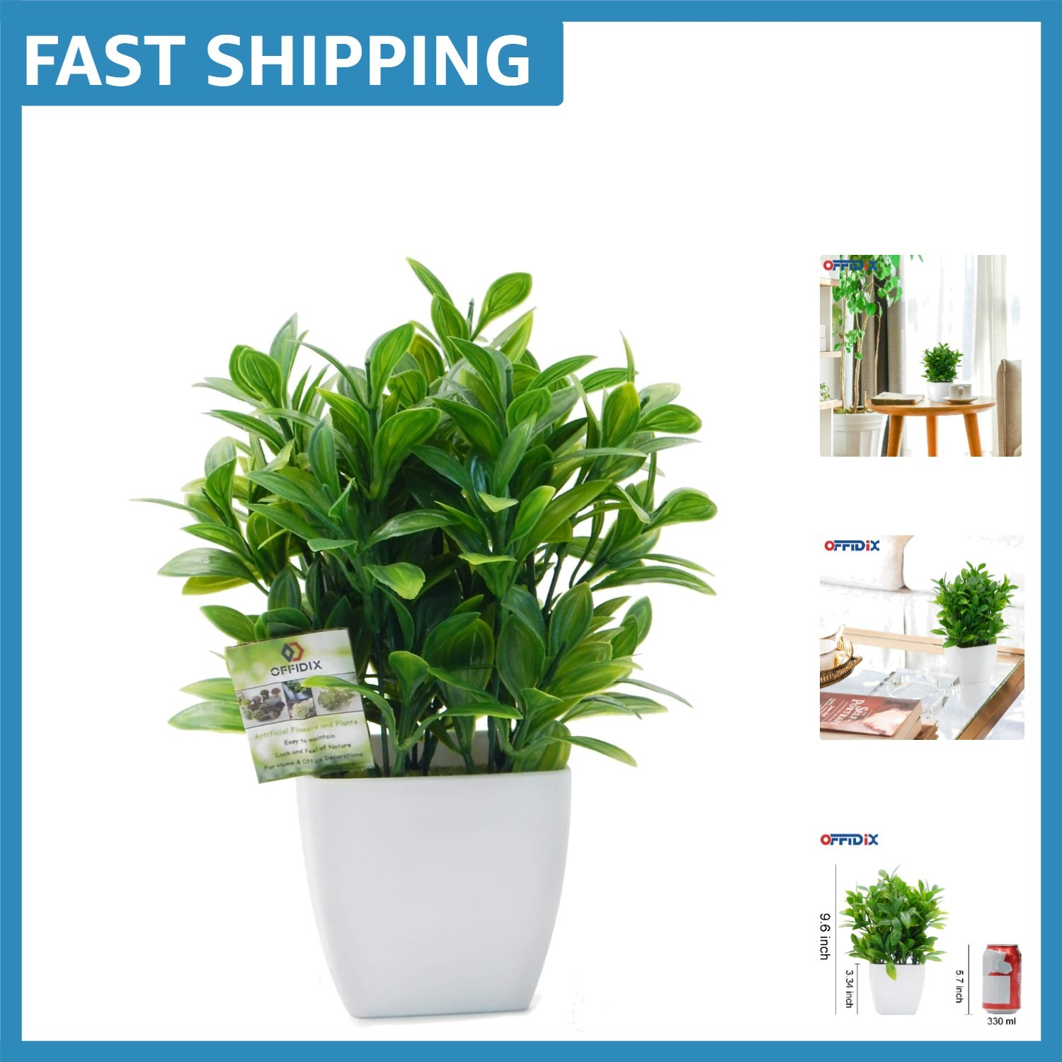 Compact Artificial Eucalyptus with Square Vase – Ideal Gift for All Occasions