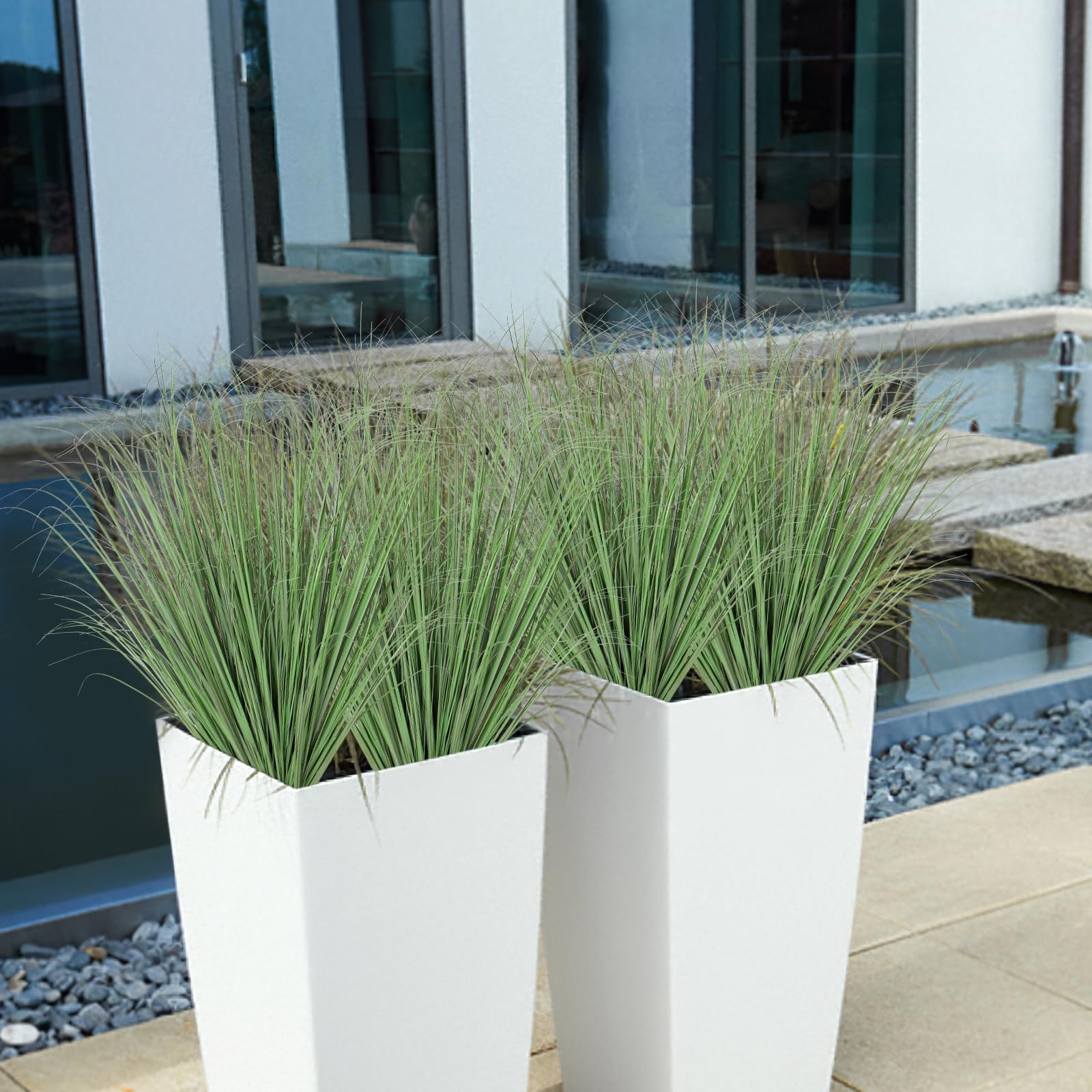 Artificial Grass Plants Outdoor 20 Bundles Fake Wheat Grass UV Resistant Faux…