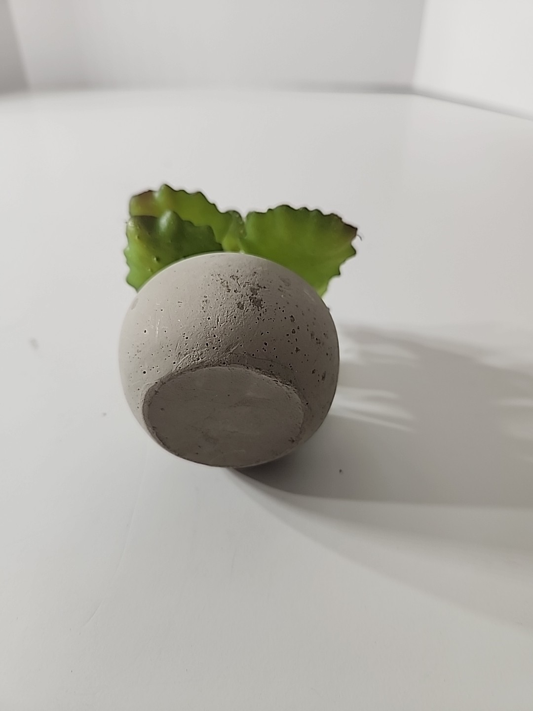 Tiny Articifial House Plant. 4 Inches Tall. Concrete Style Pot.