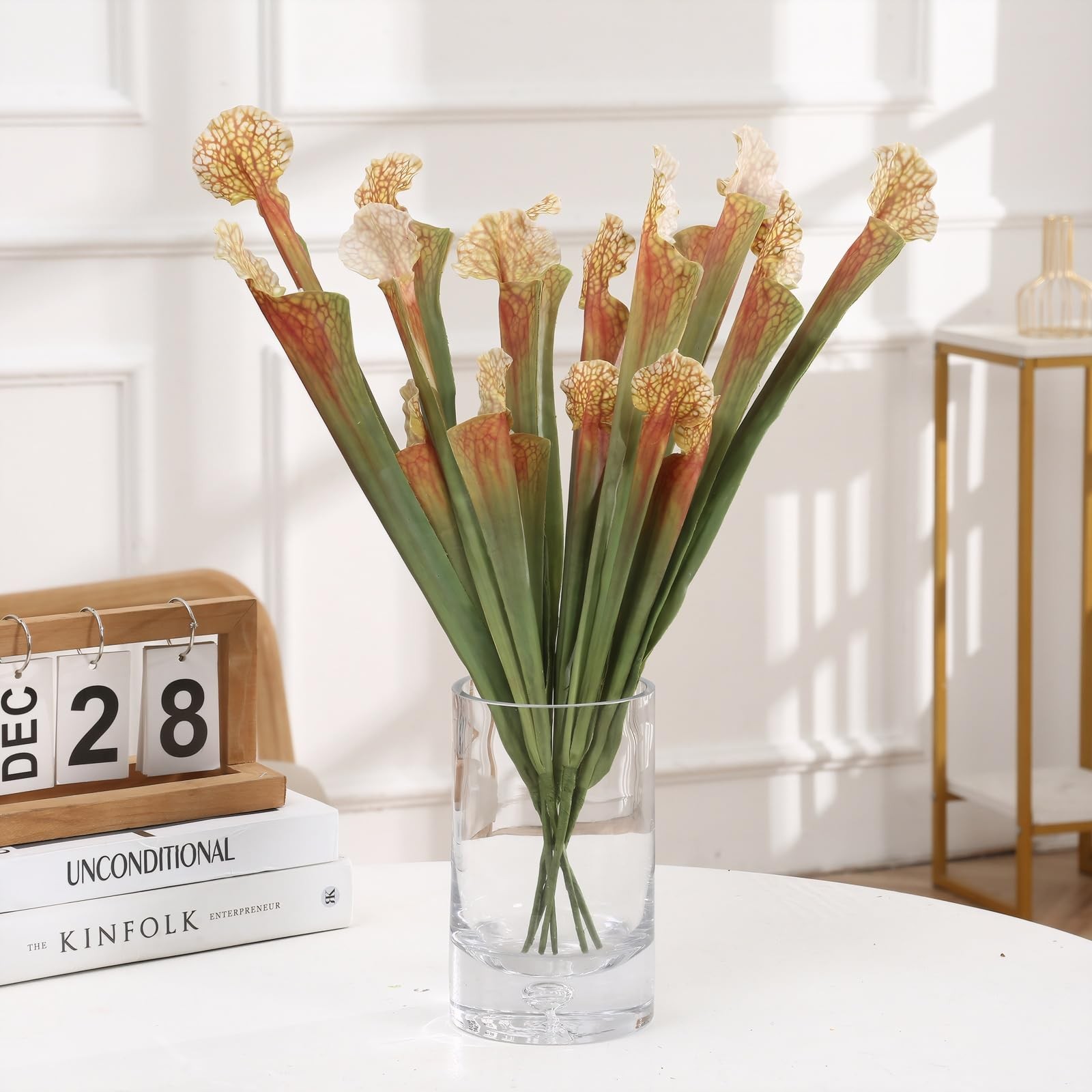 5pcs 17.5″ Artificial Carnivorous Pitcher Plant Fake Sarracenia for Vase Bouq