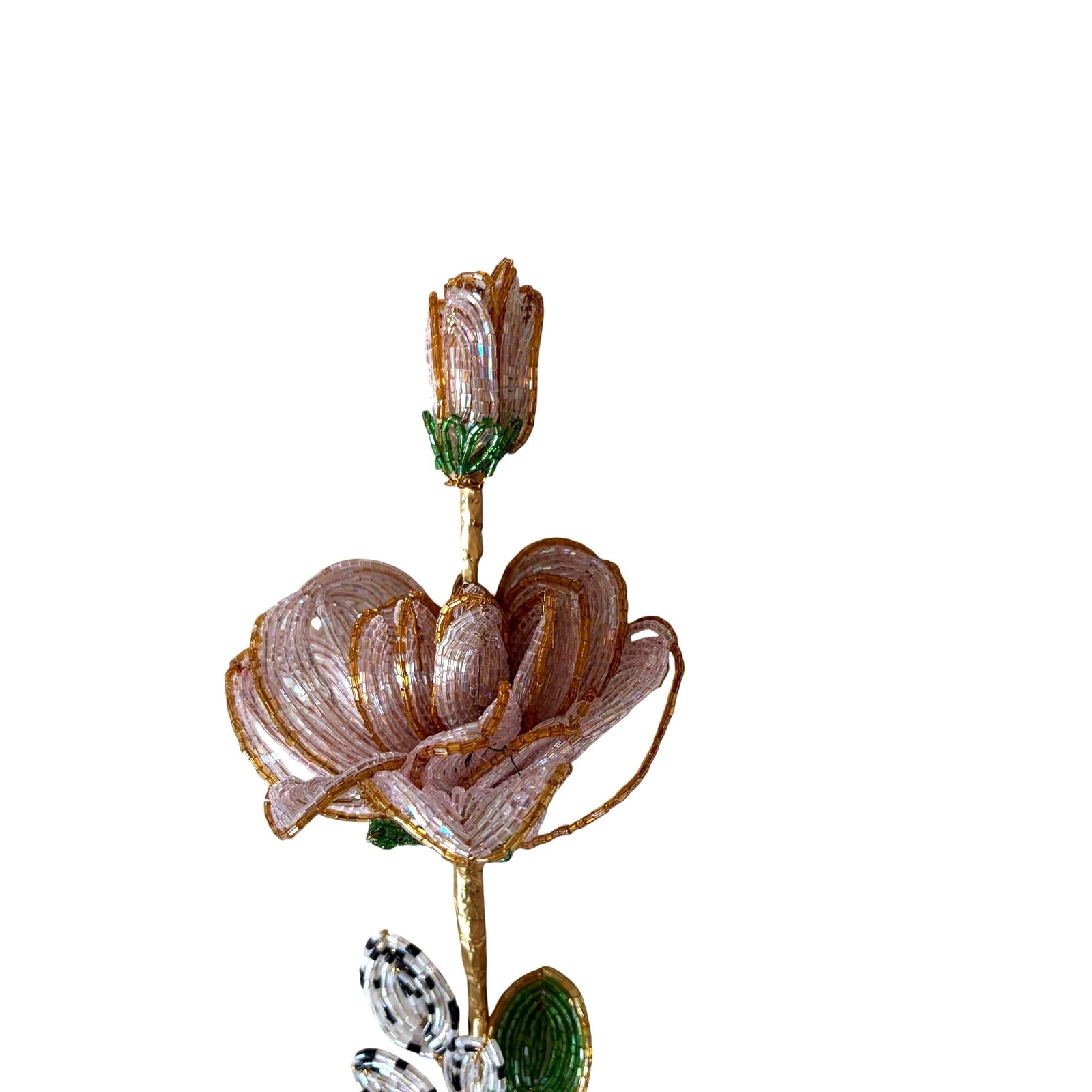 NEW MacKenzie-Childs Pink Rose Beaded Flower Stems Set of 4